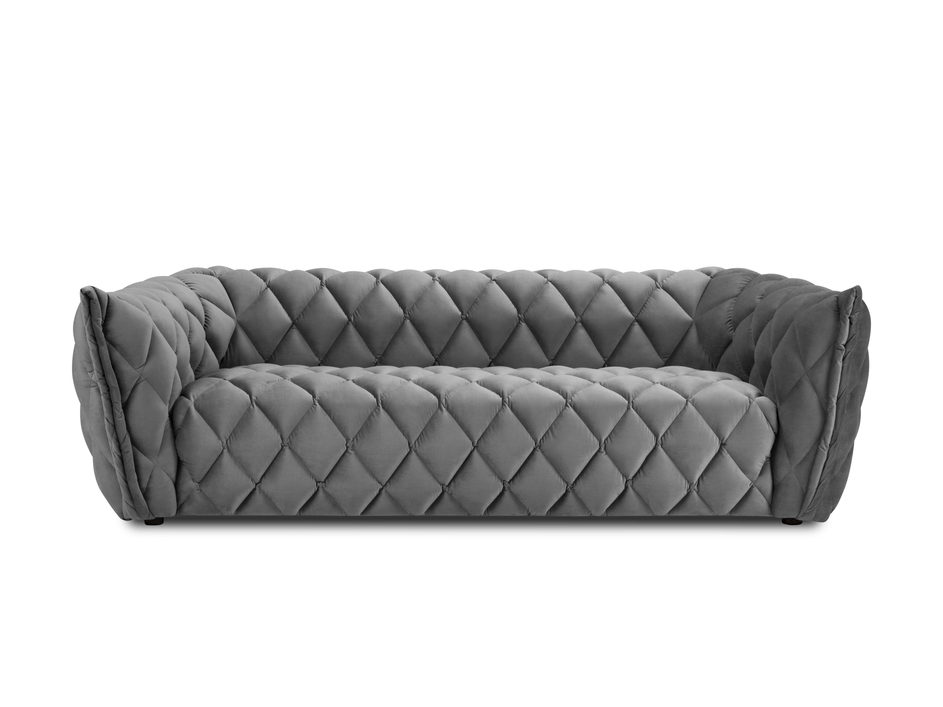 3-seater velvet sofa FLANDRIN grey