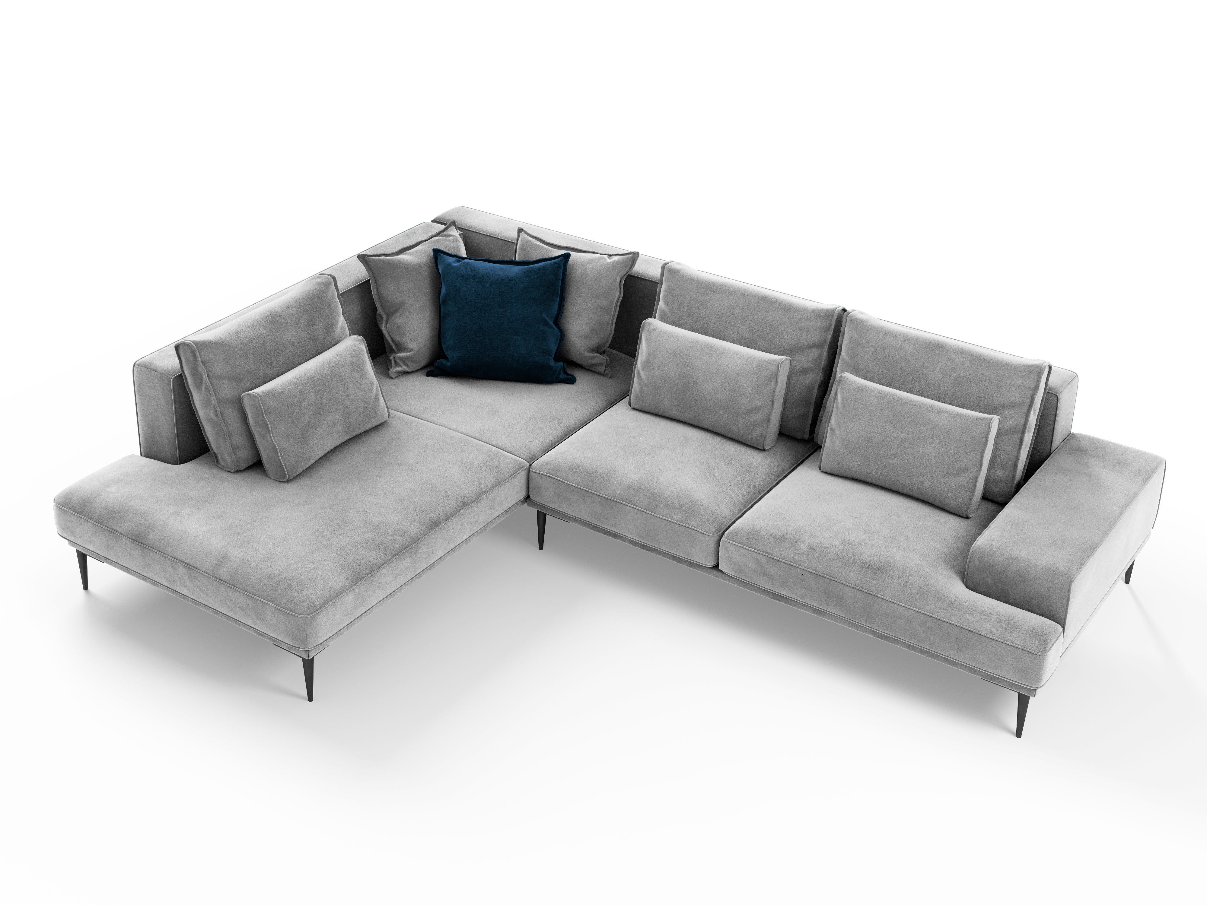 Velvet corner sofa LIEGE light grey