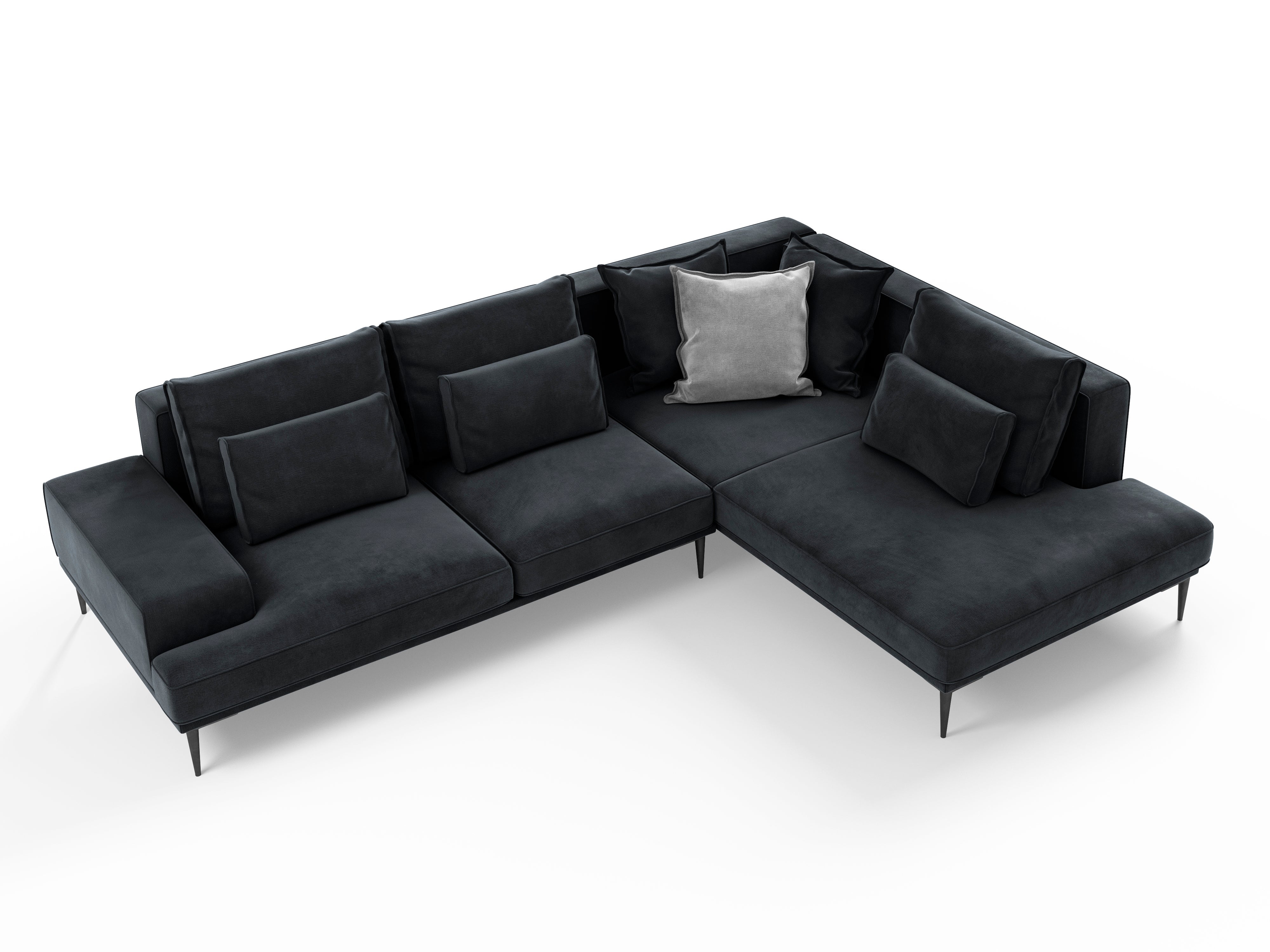 Velvet corner sofa LIEGE dark grey