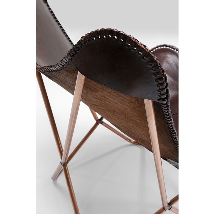 BUTTERFLY armchair brown leather