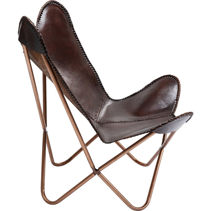 BUTTERFLY armchair brown leather
