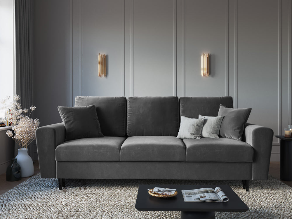 light gray sofa with black finish