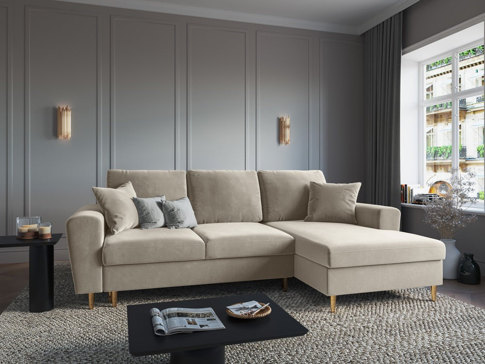 Scandinavian beige velvet sofa