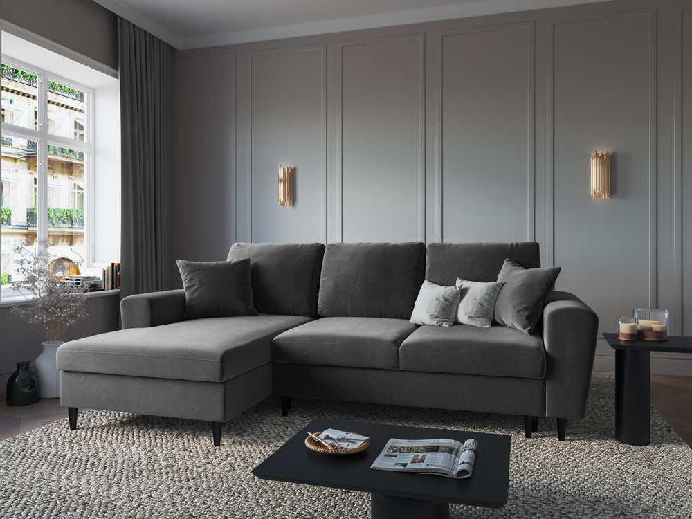velvet sofa in the Scandinavian style