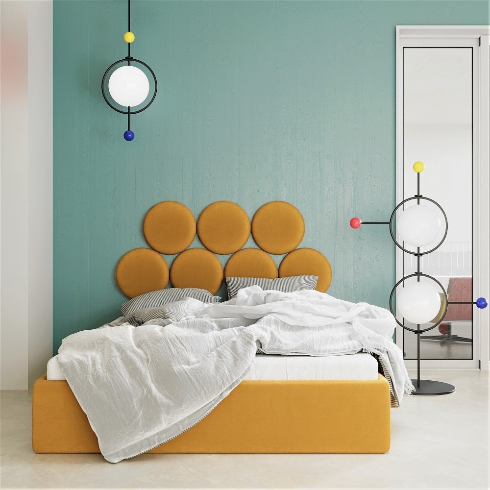 Upholstered bed BALL yellow, Happy Barok, Eye on Design