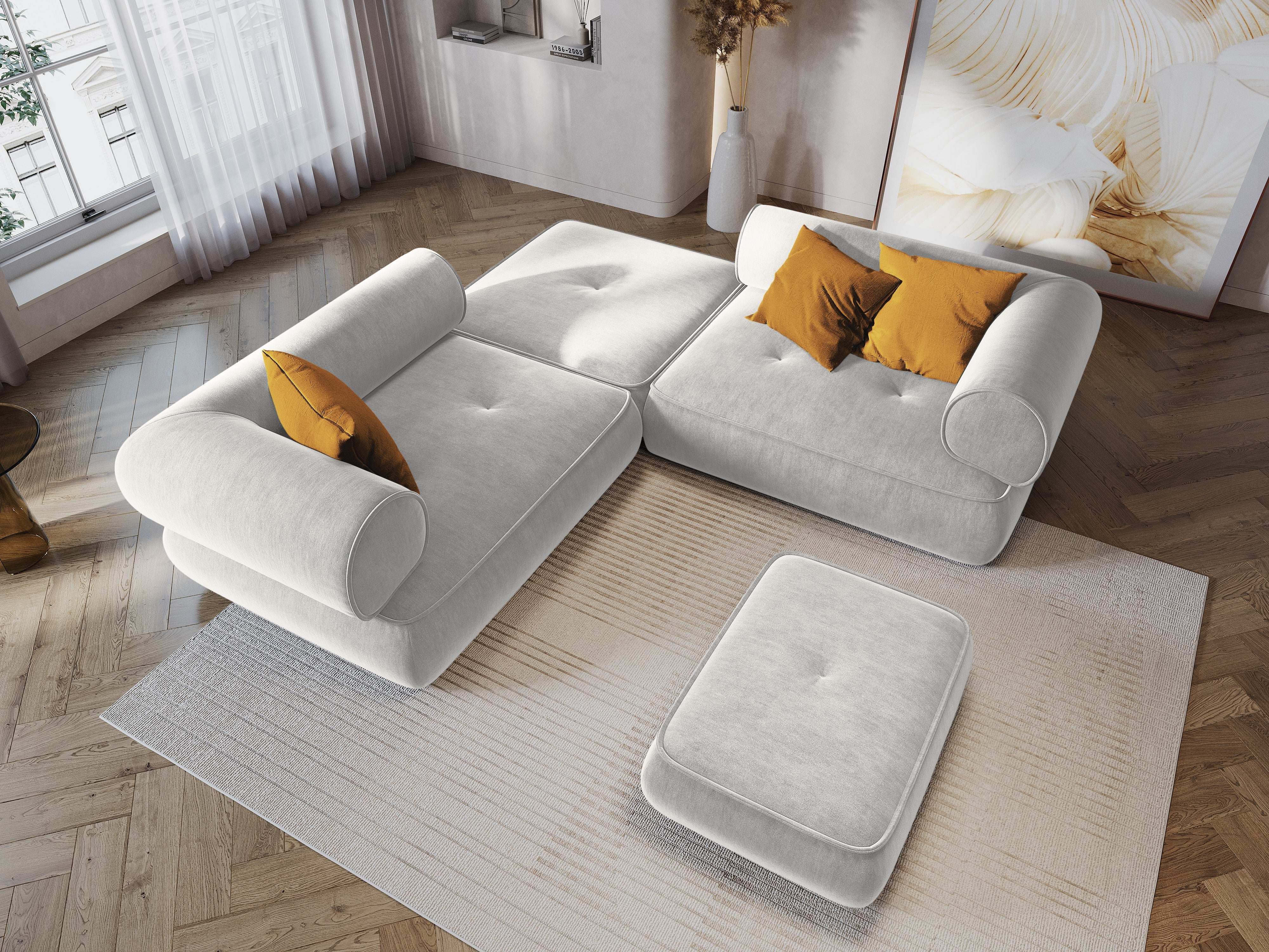 Symmetrical Corner Sofa, "Lily", 5 Seats, 246x246x74
 Made in Europe, Maison Heritage, Eye on Design