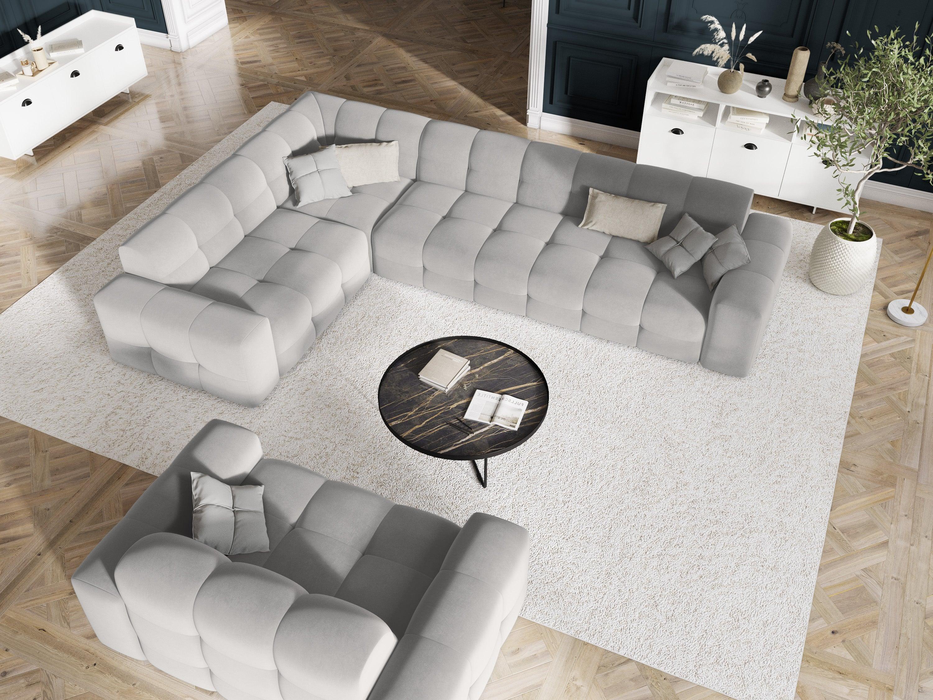 Sofa aksamitna 2-osobowa KENDAL jasnoszary Micadoni    Eye on Design