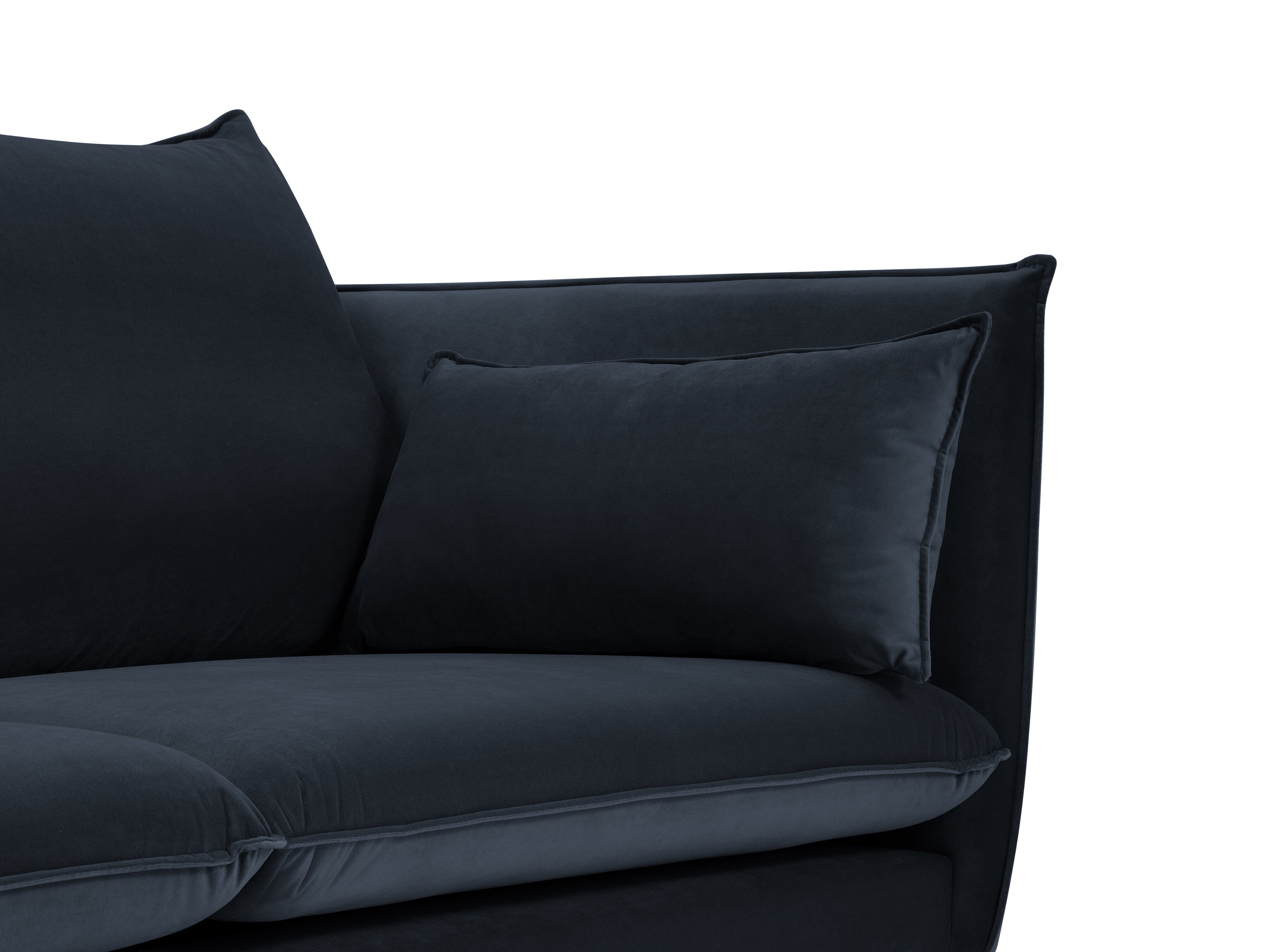 2-person velvet sofa with pillows