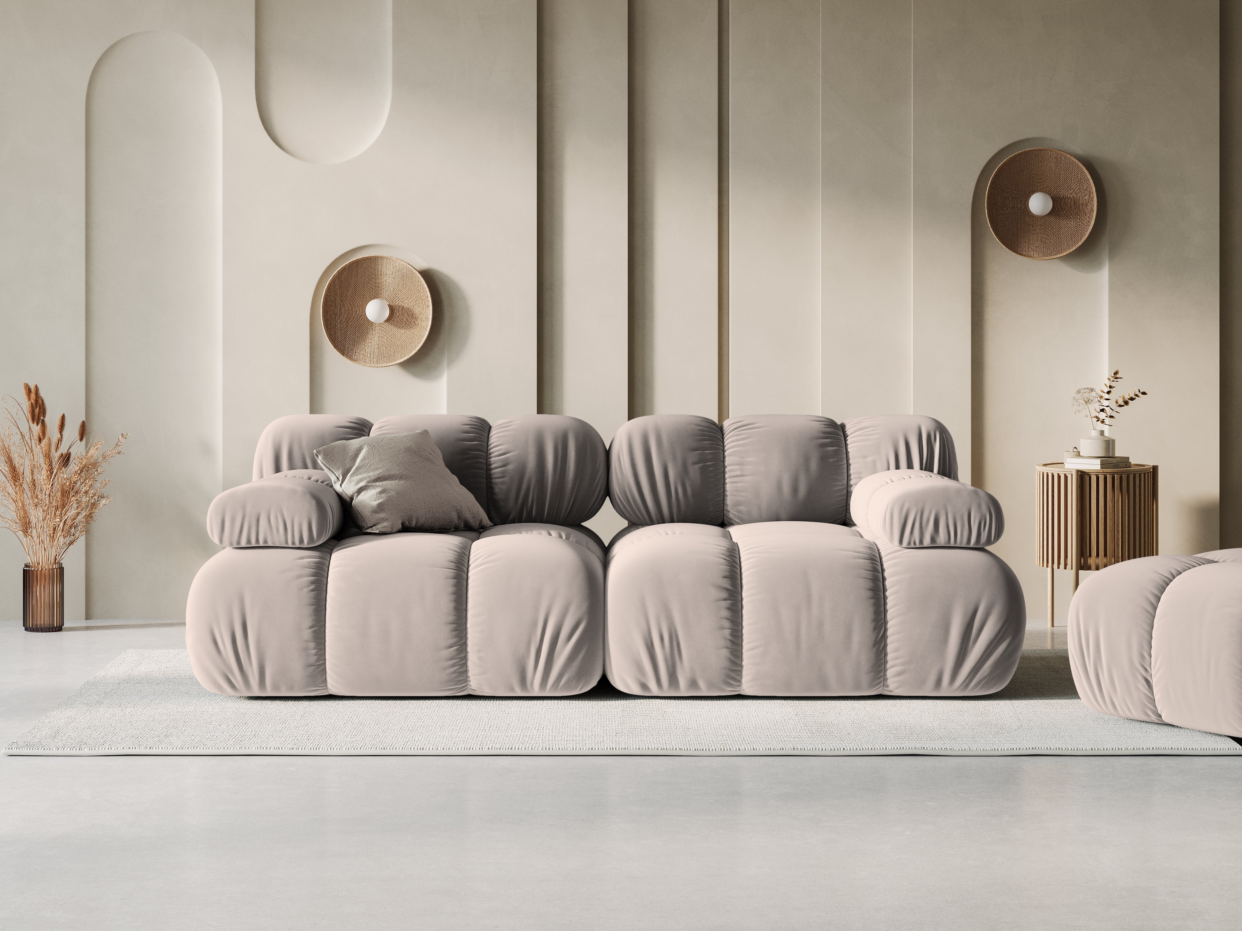 Velvet 2-seater sofa BELLIS cappuccino