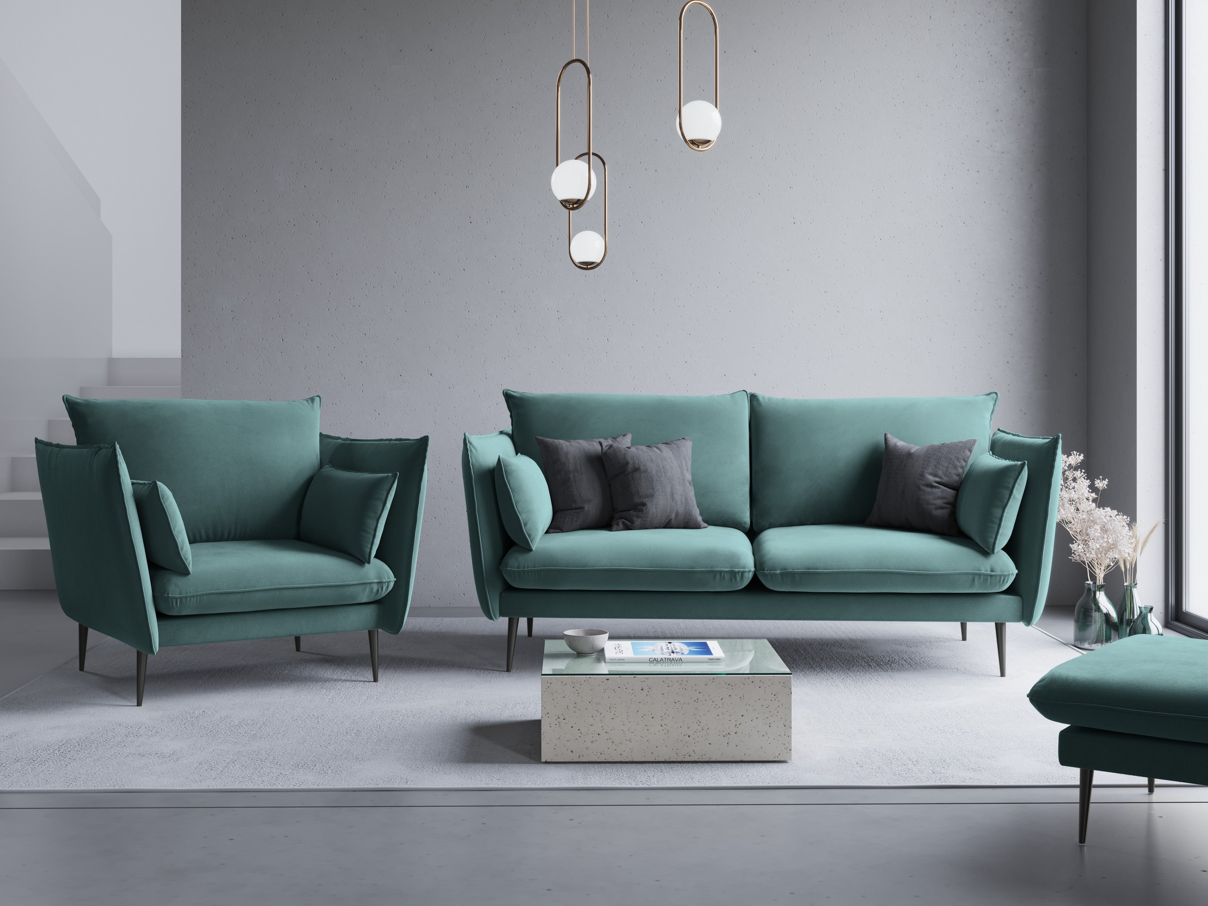 velvety Scandinavian sofa