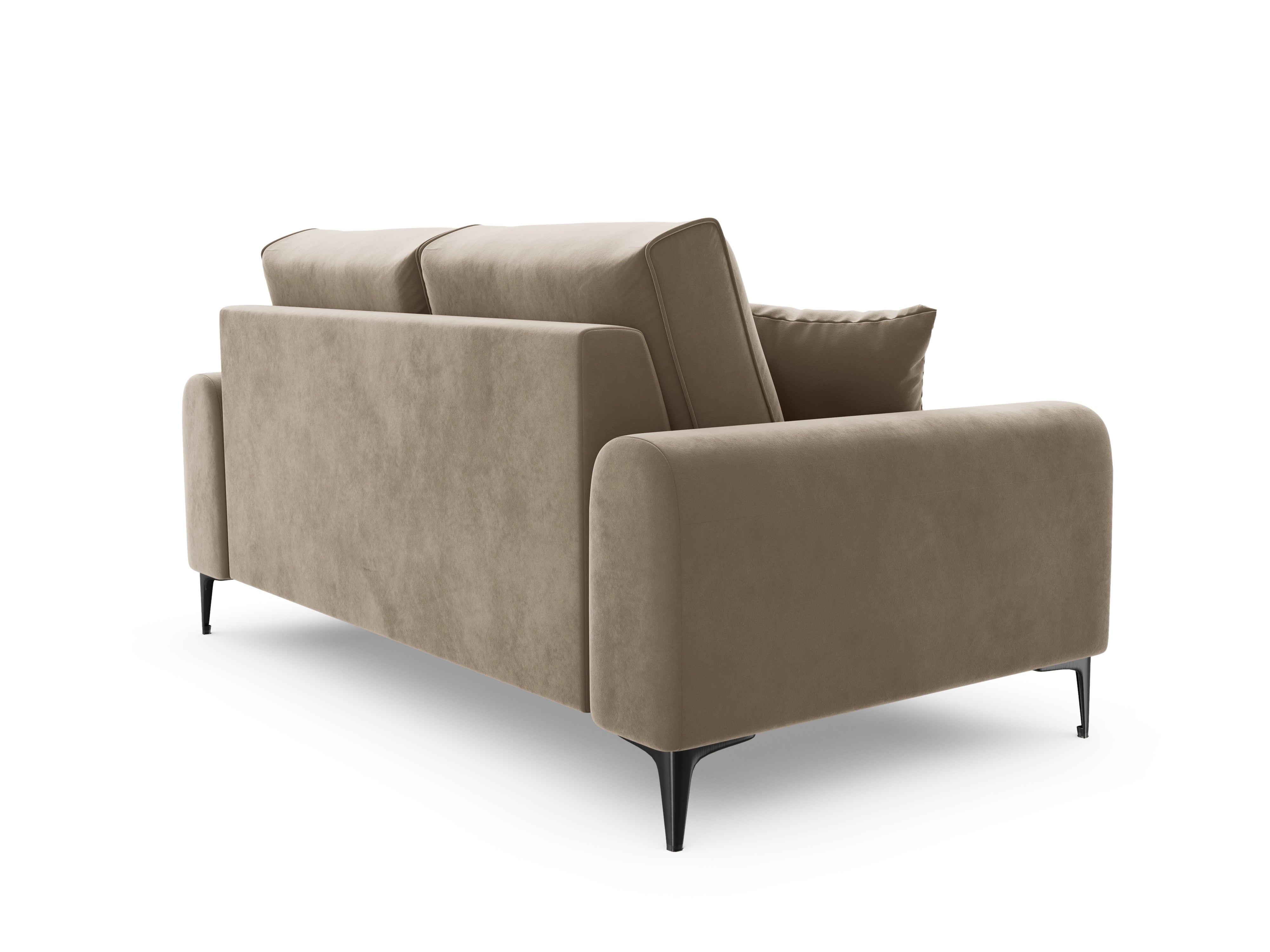 Sofa aksamitna 2-osobowa LARNITE cappuccino z czarną podstawą, Micadoni, Eye on Design