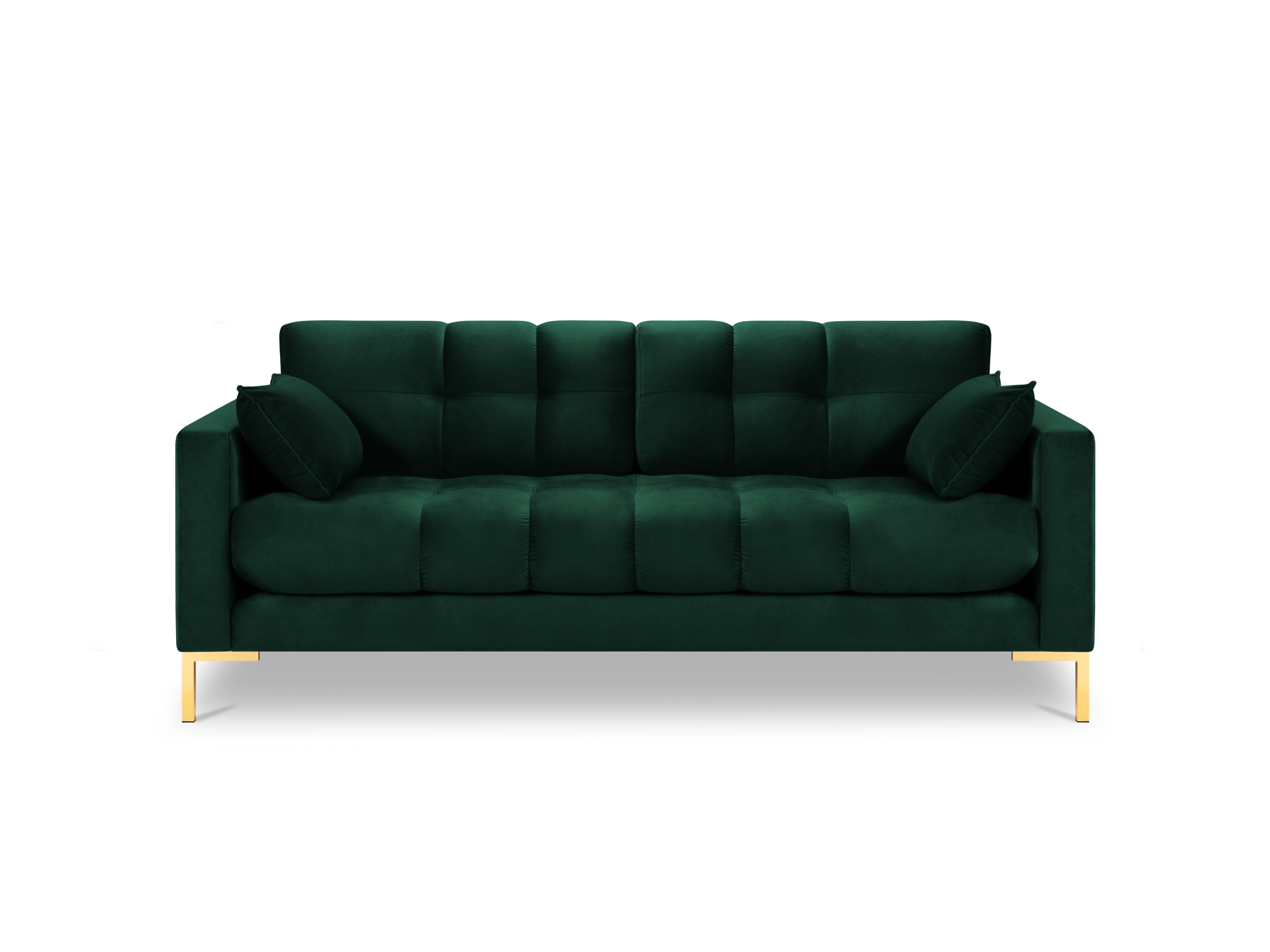 green sofa with stitching