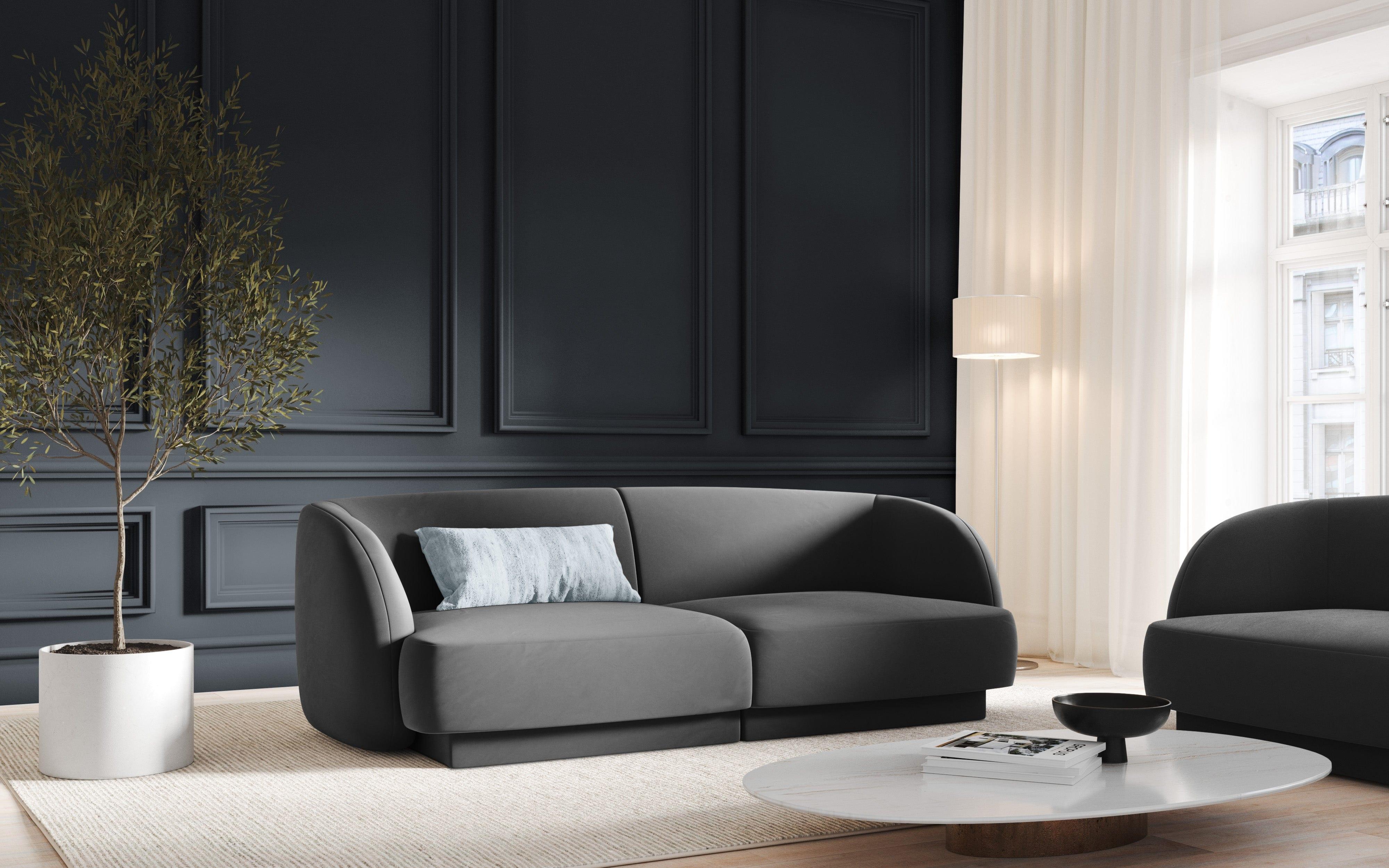 Sofa aksamitna 2-osobowa MILEY ciemnoszary Micadoni    Eye on Design
