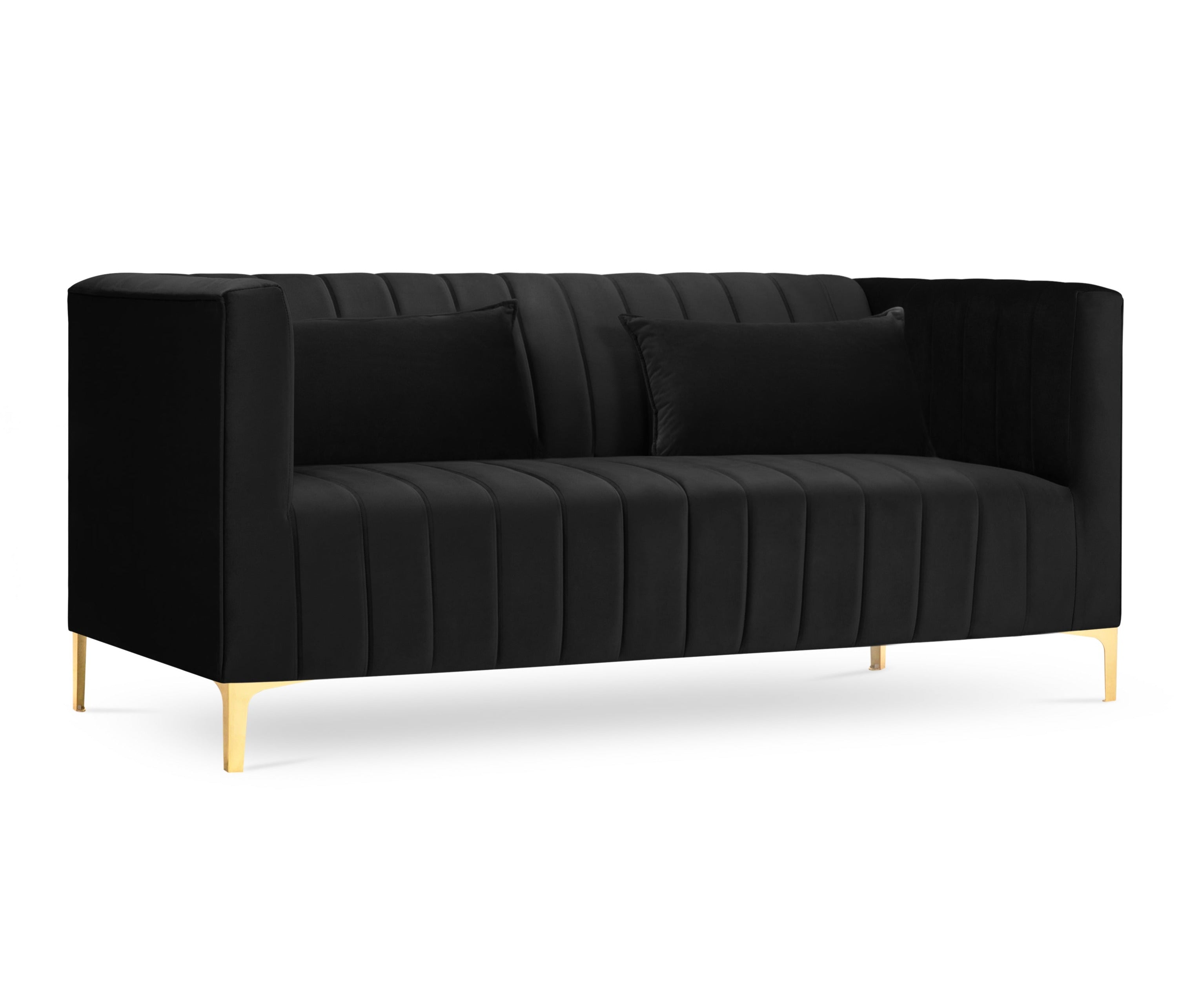 Black velvet art deco sofa