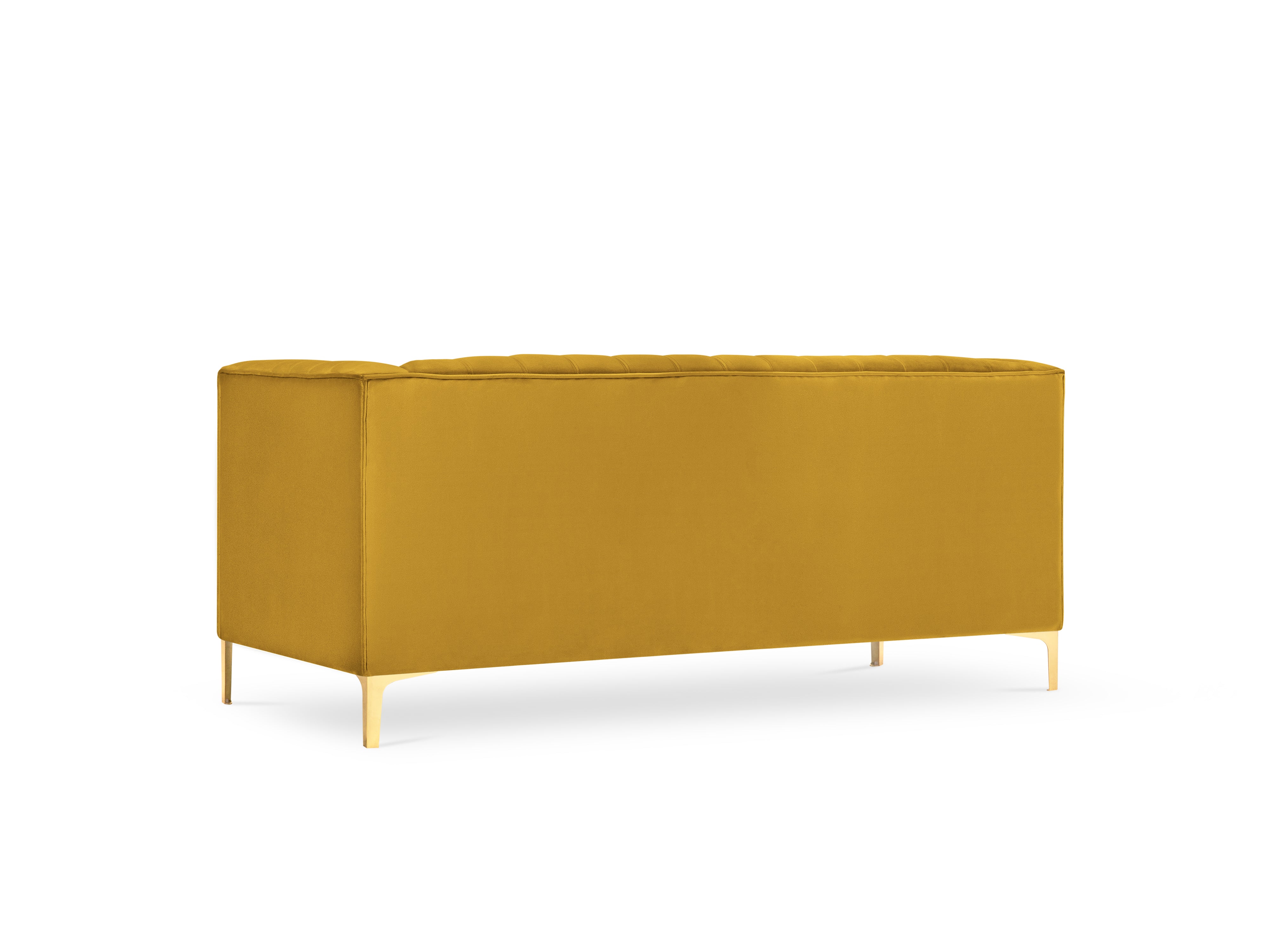 Geometric yellow velvet sofa