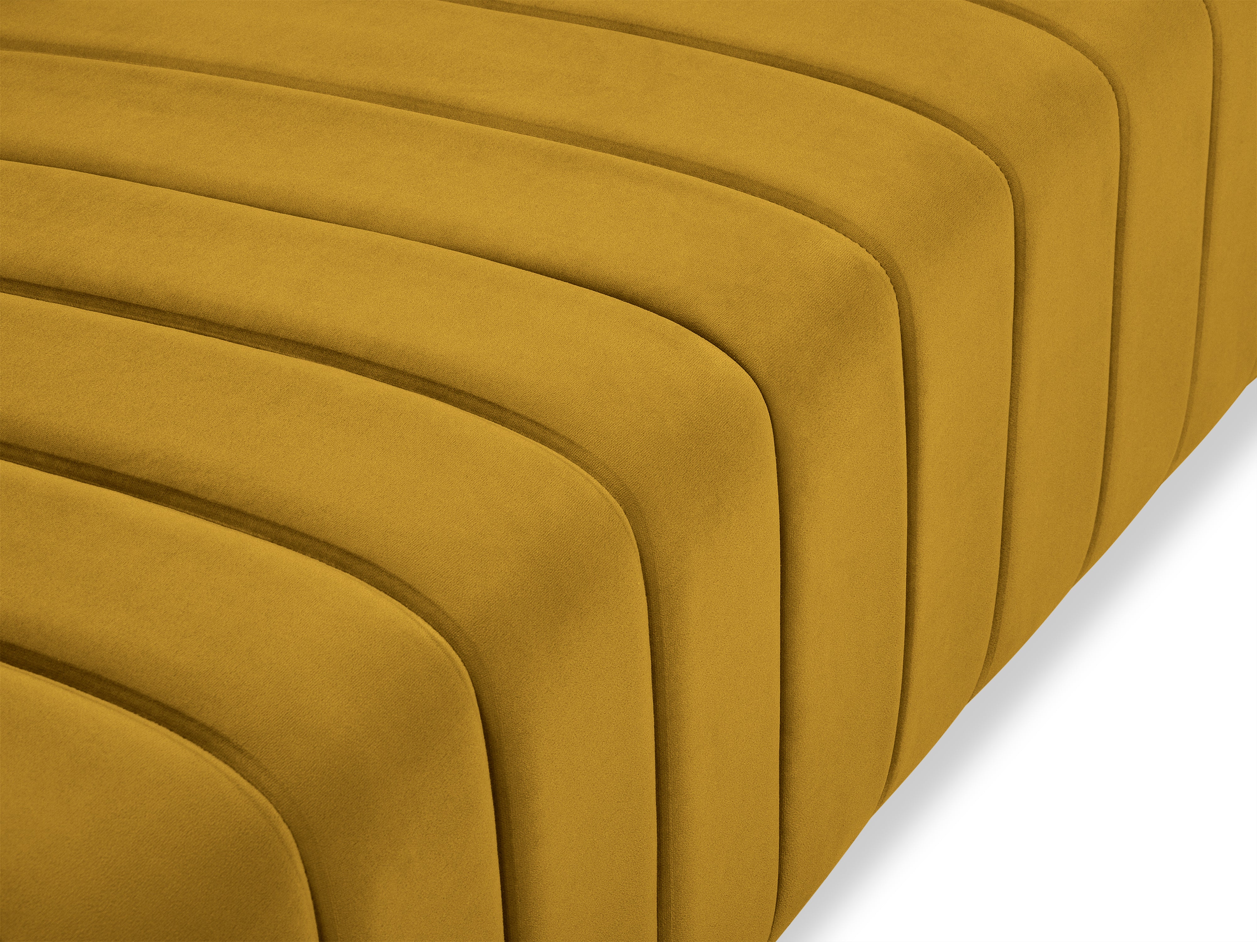 Yellow velvet seat with stitching