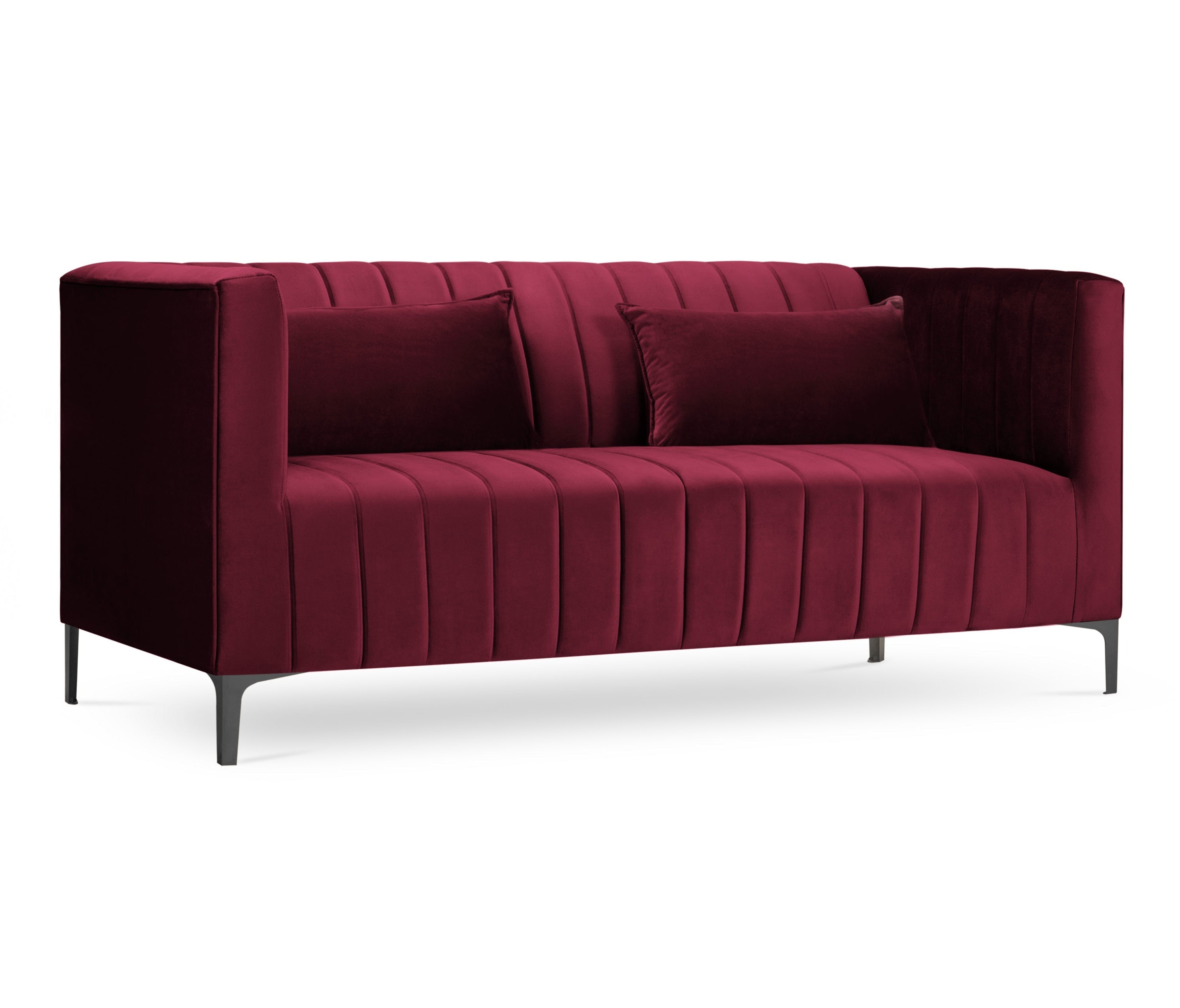 2-person sofa velvet dark red annite