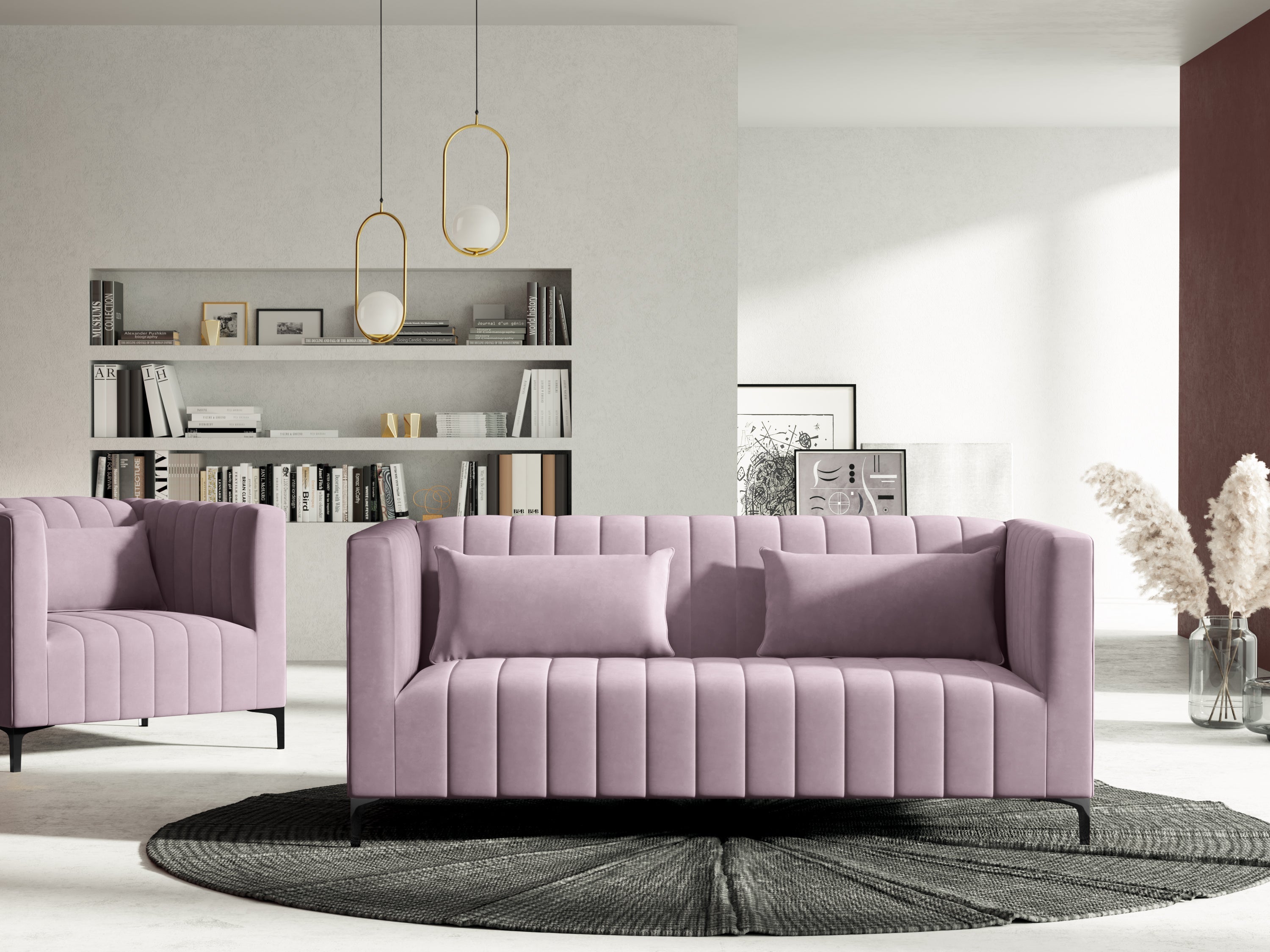 Art Deco velvet lavender sofa