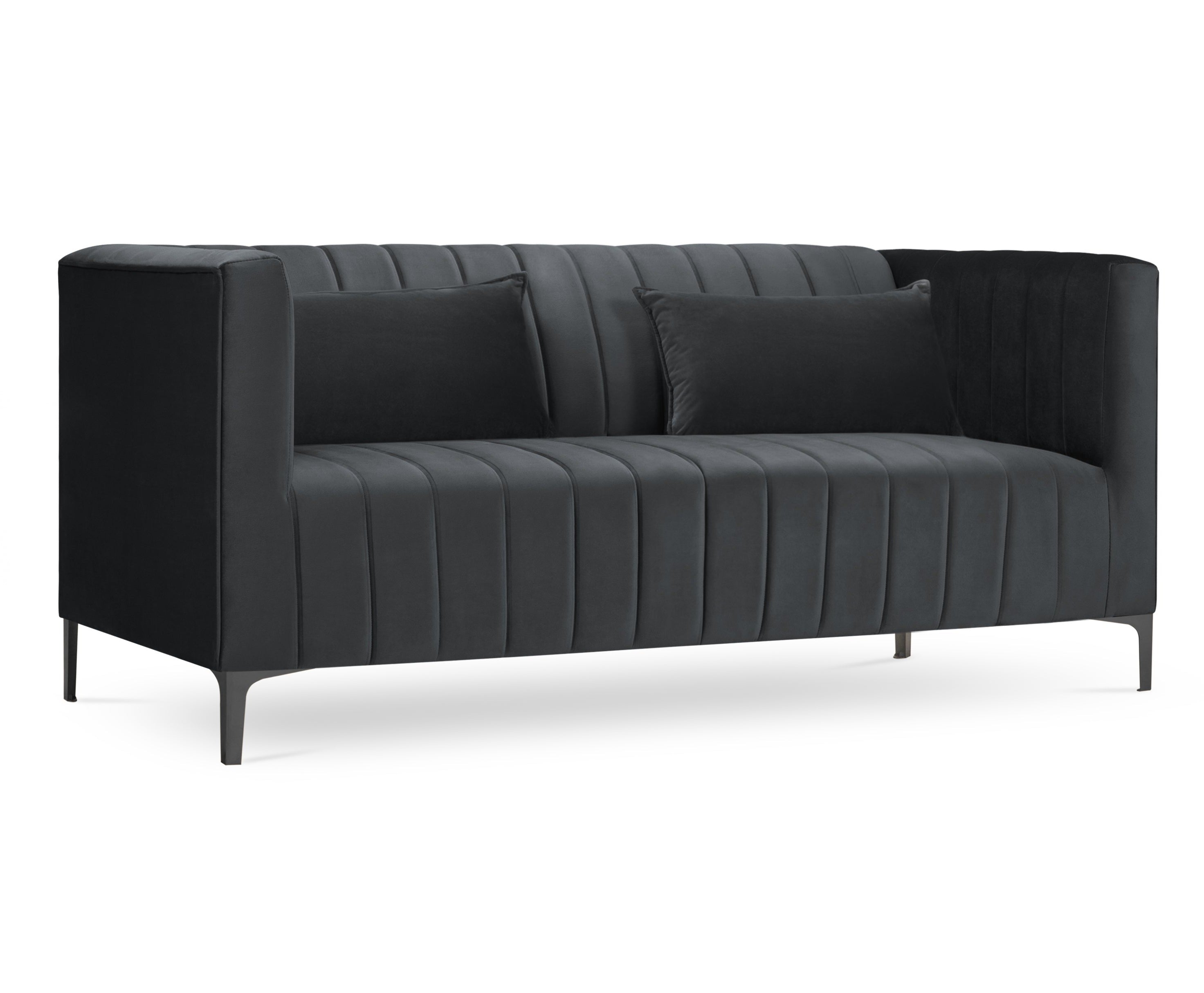 Dark gray velvet 2-person sofa Annite