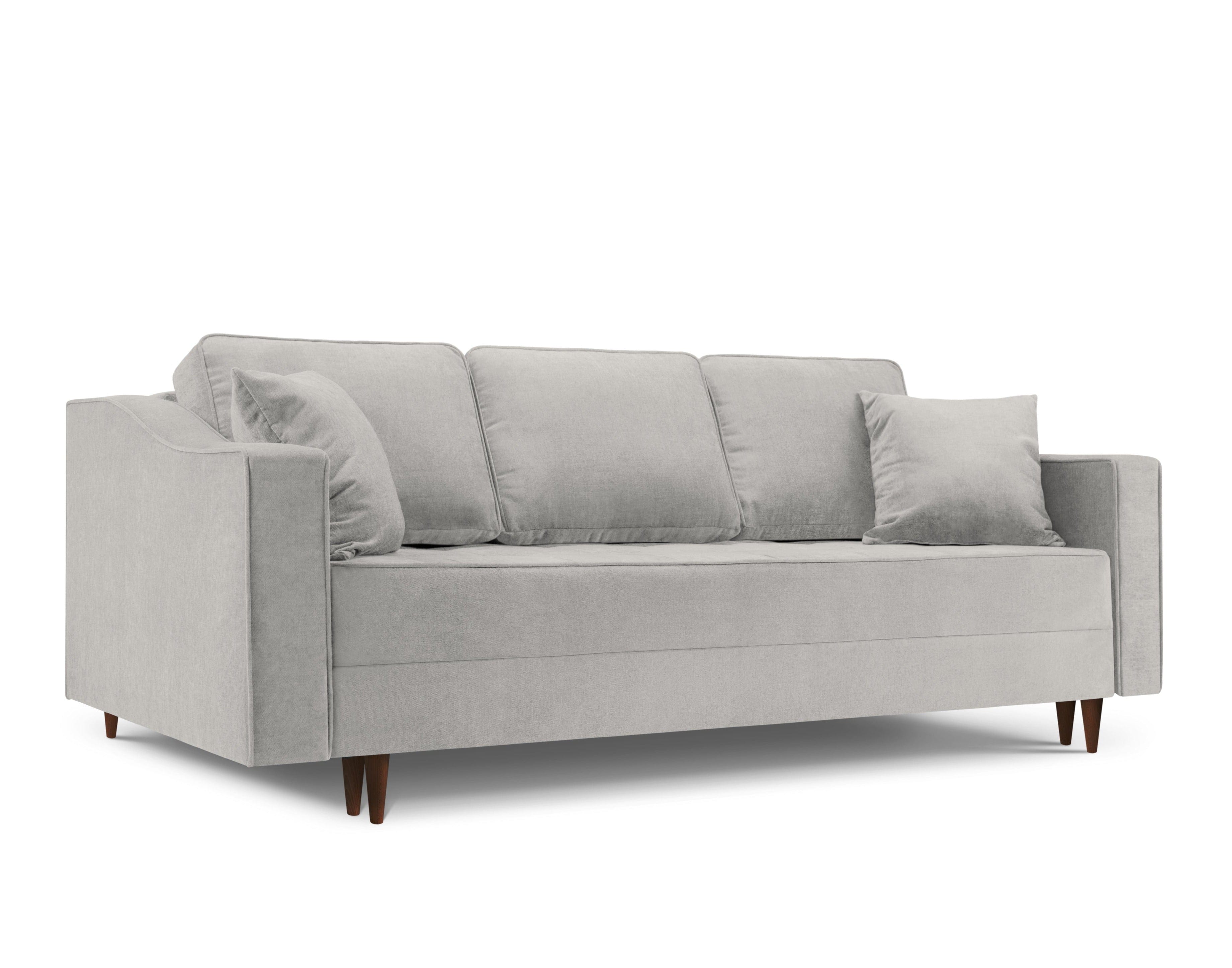 Sofa rozkładana z tkaniną szenilową WILLOW jasnoszary, Micadoni, Eye on Design