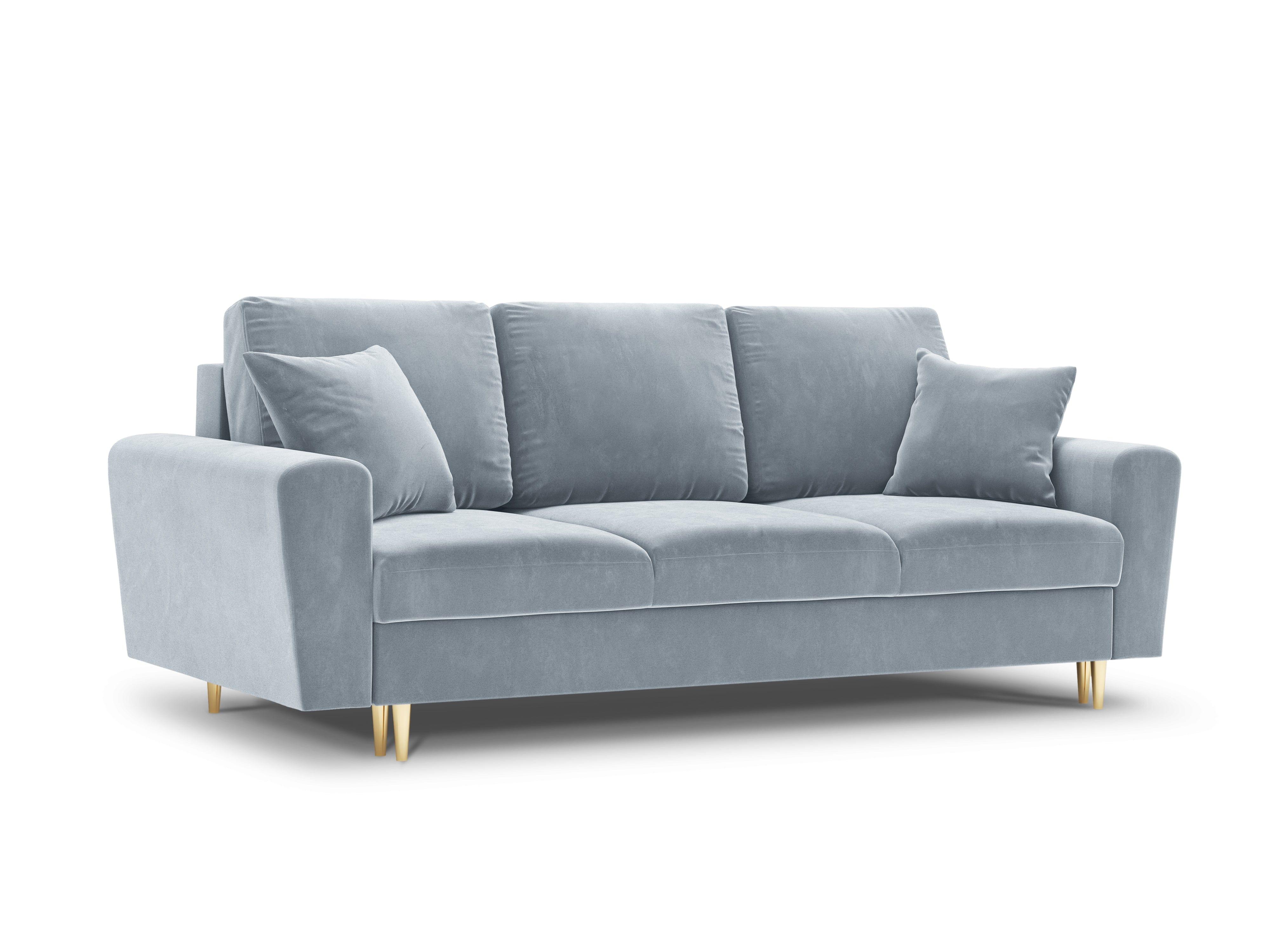 Sofa with sleeping function KYOTO light blue with golden base
