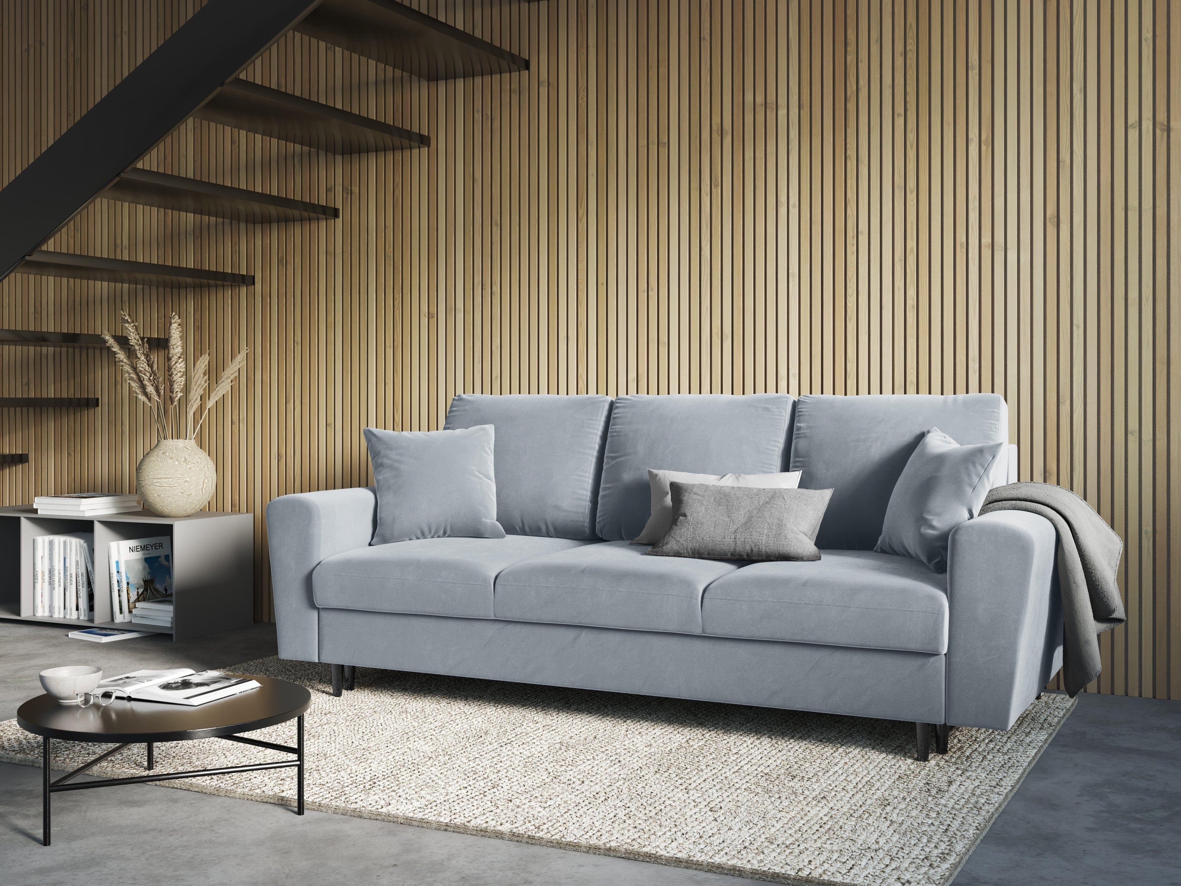 velvet sofa in the Scandinavian style