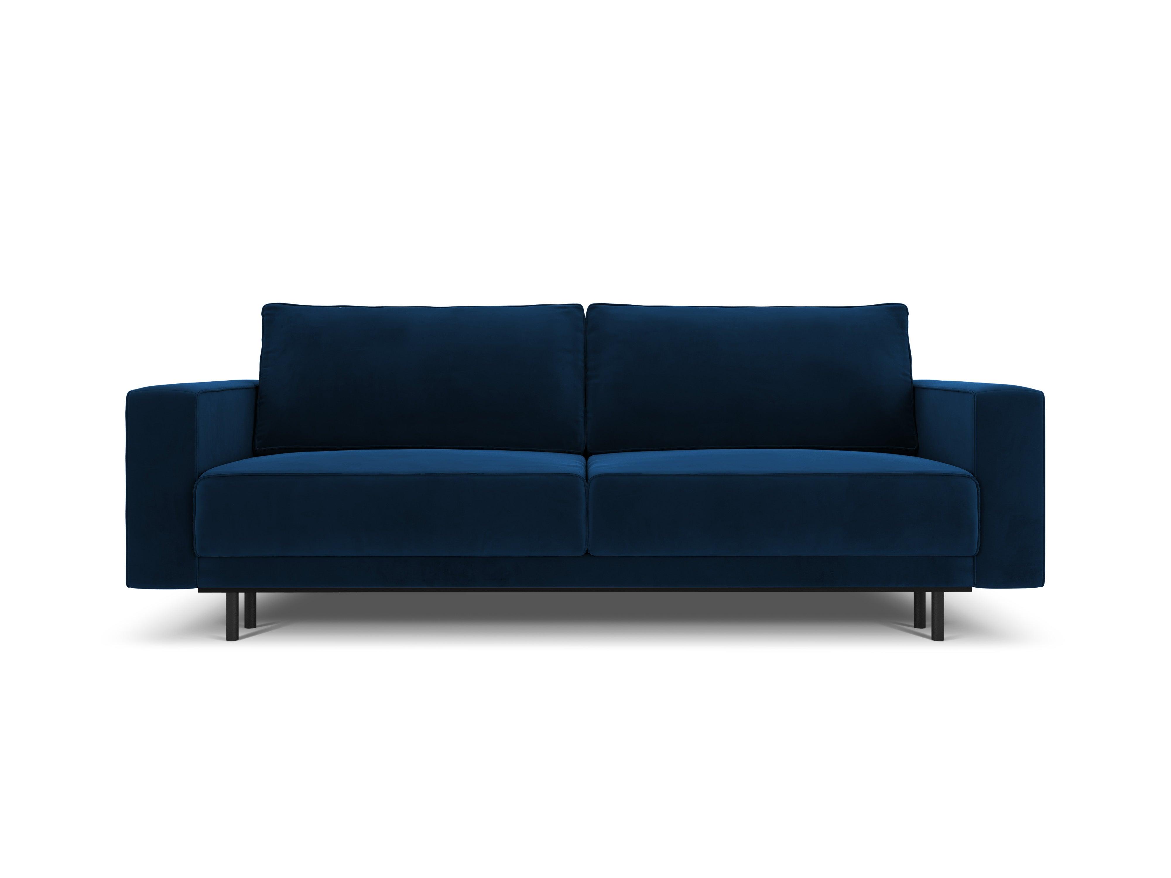 Sofa aksamitna z funkcją spania CARO granat królewski Micadoni    Eye on Design