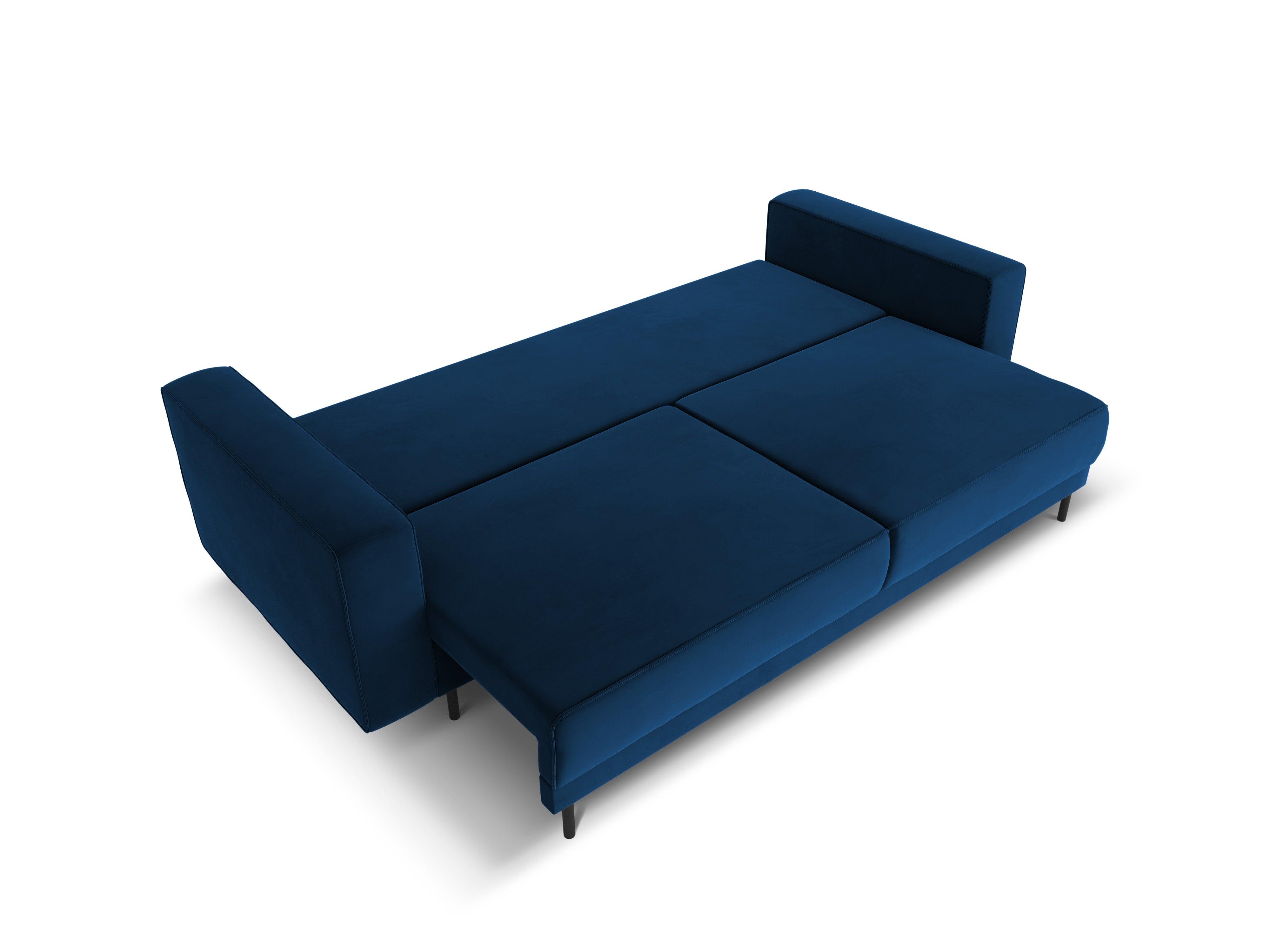 Sofa aksamitna z funkcją spania CARO granat królewski Micadoni    Eye on Design
