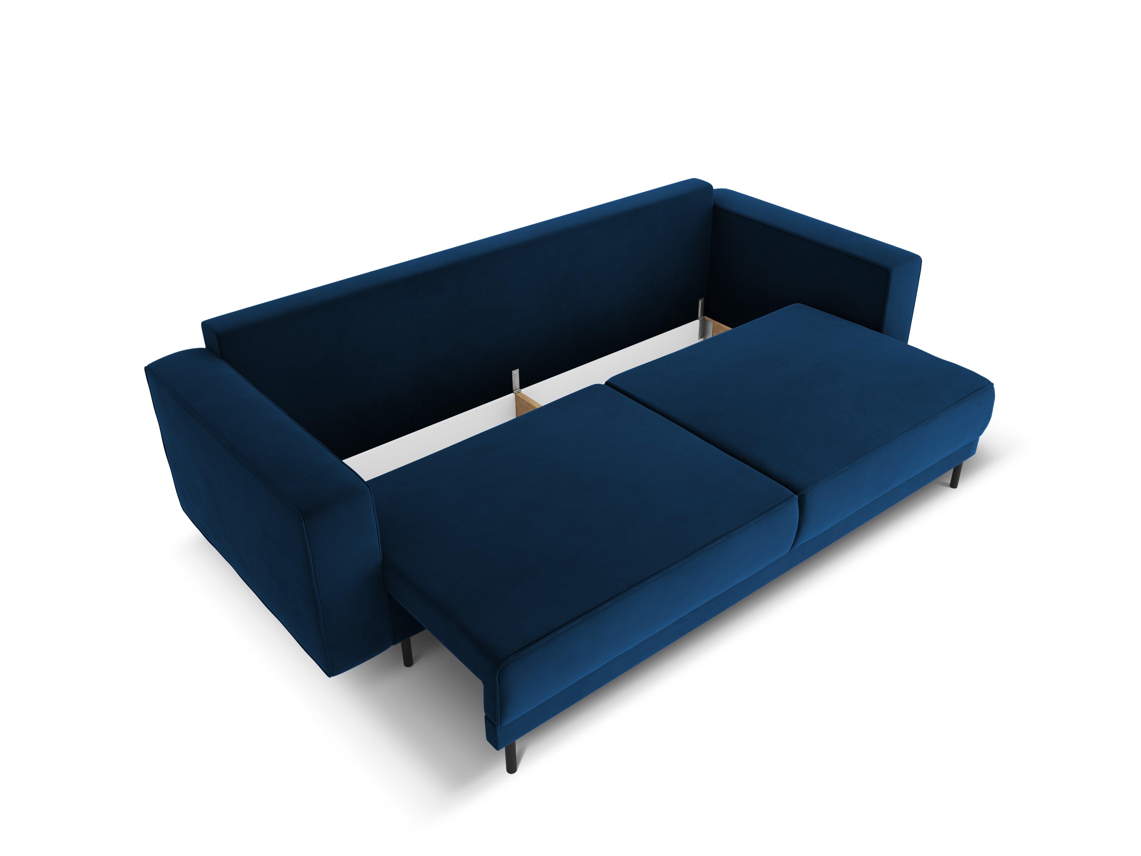 Sofa aksamitna z funkcją spania CARO granat królewski Micadoni    Eye on Design