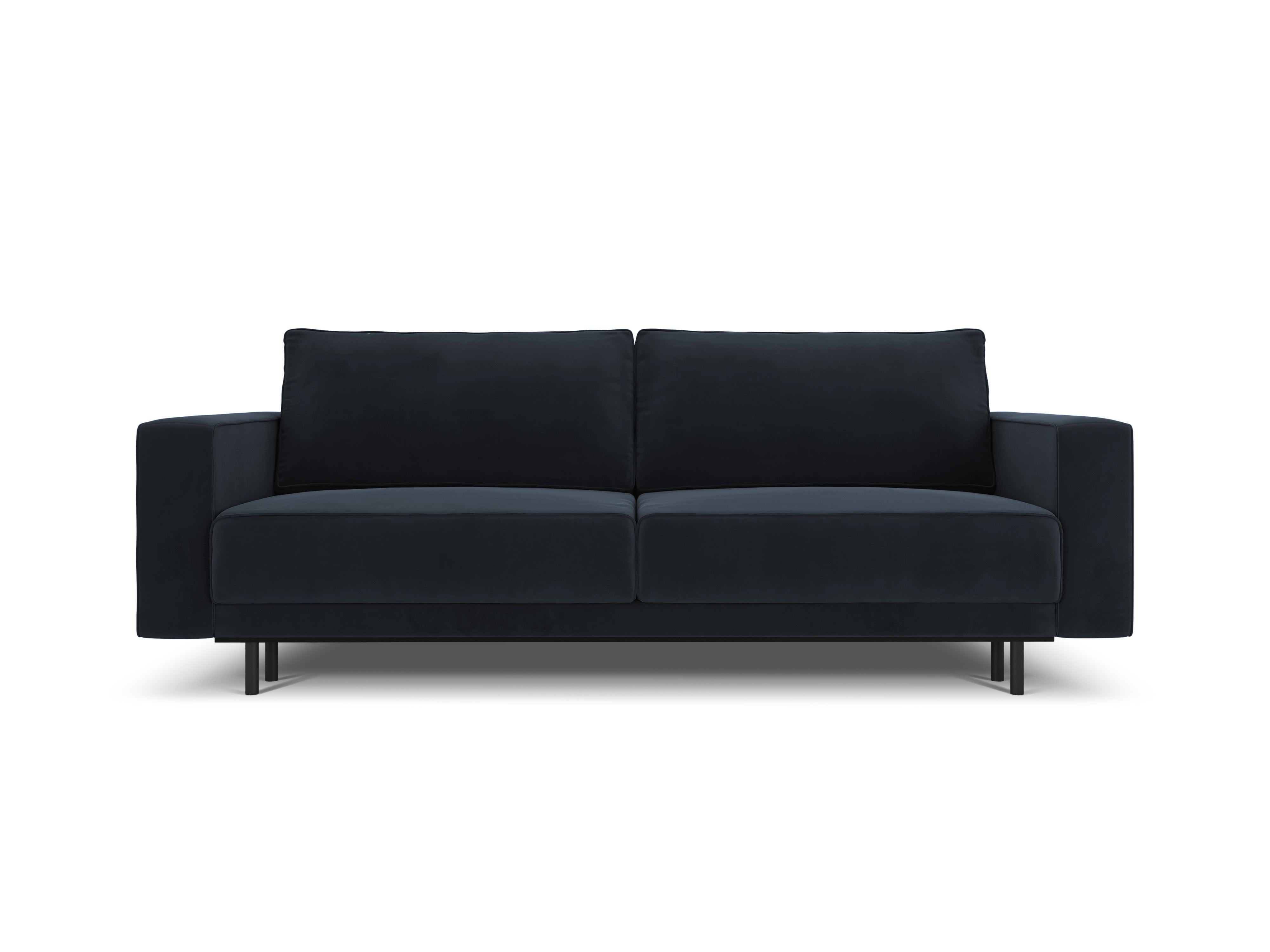 Sofa aksamitna z funkcją spania CARO ciemnoniebieski Micadoni    Eye on Design