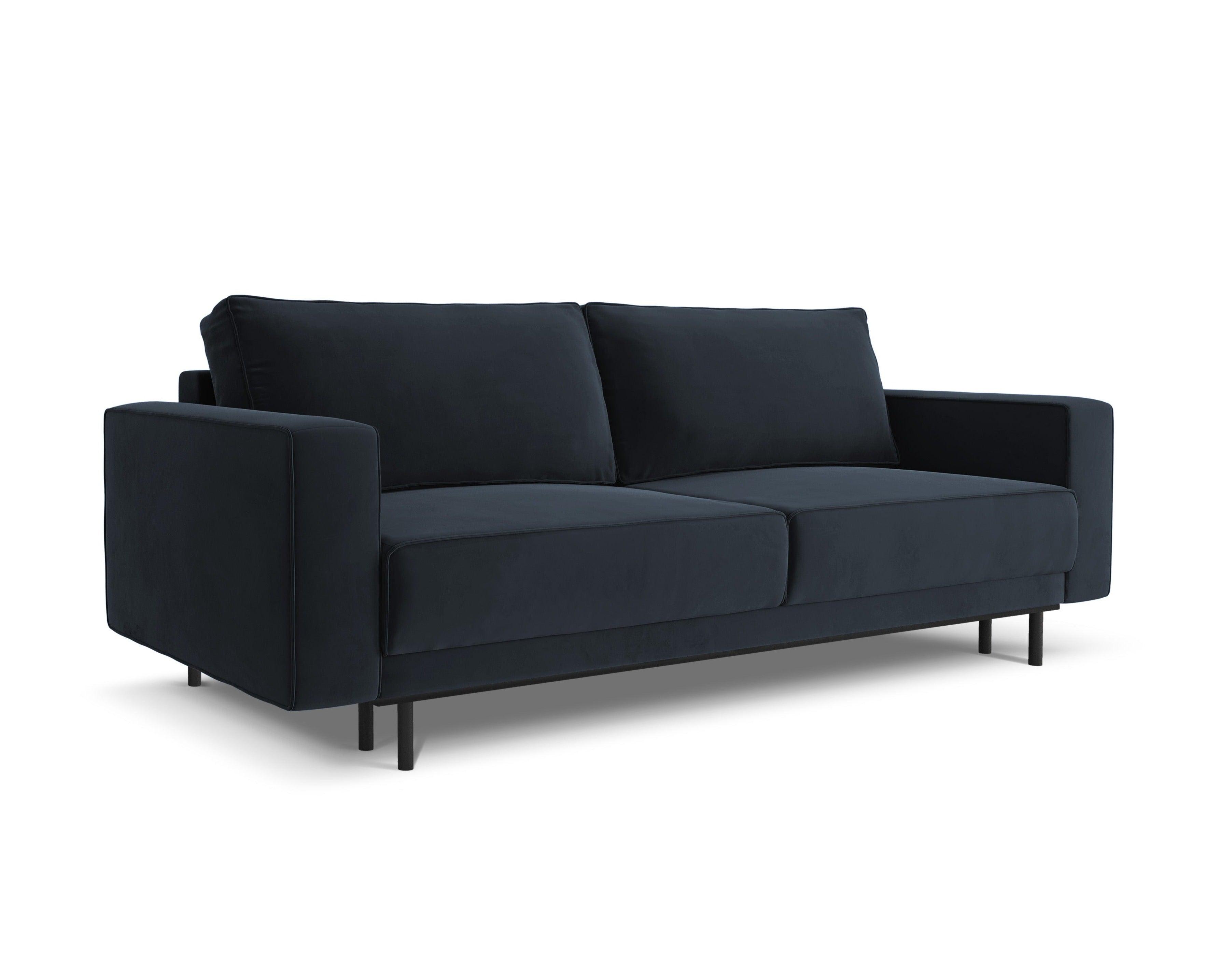 Sofa aksamitna z funkcją spania CARO ciemnoniebieski Micadoni    Eye on Design