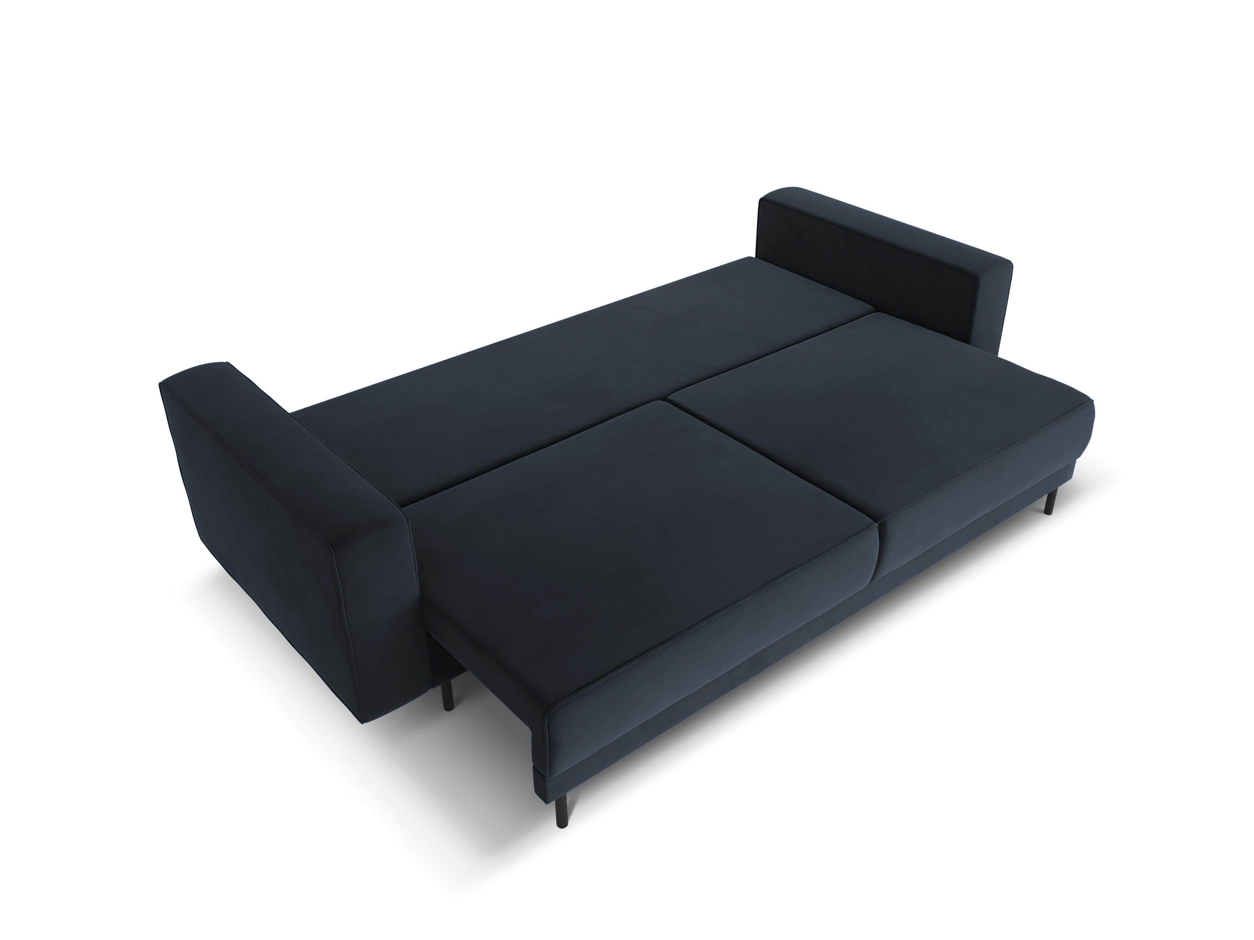 Sofa aksamitna z funkcją spania CARO ciemnoniebieski Micadoni    Eye on Design