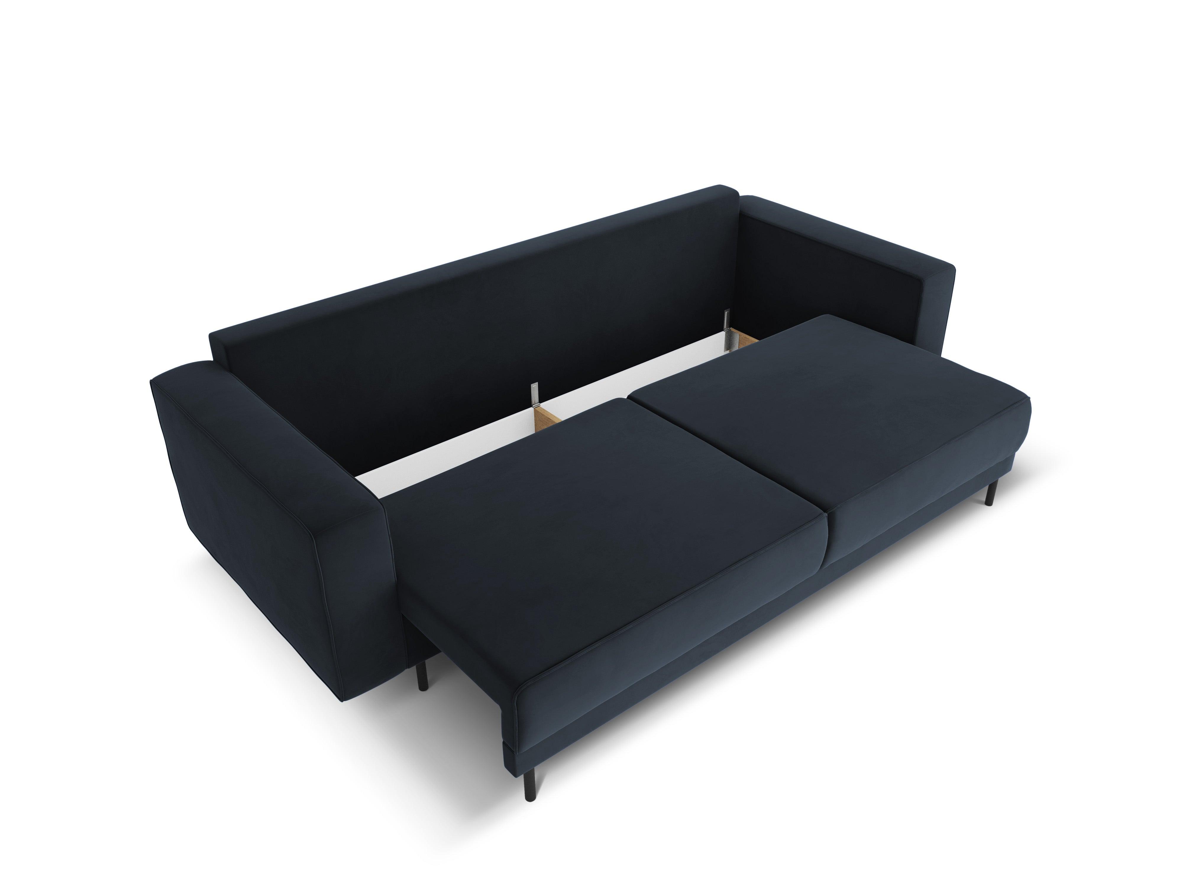 Sofa aksamitna z funkcją spania CARO ciemnoniebieski Micadoni    Eye on Design