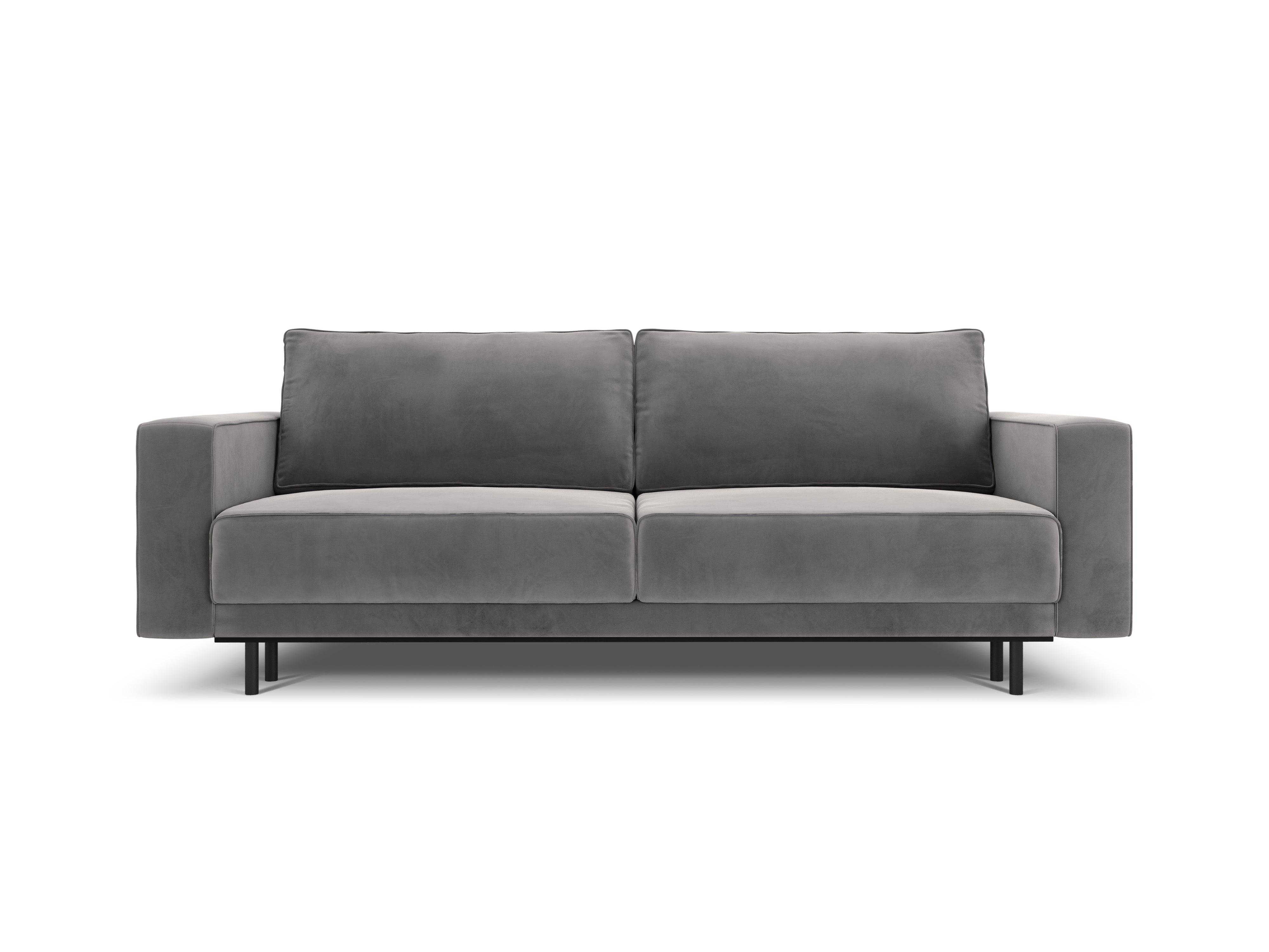 Sofa aksamitna z funkcją spania CARO szary Micadoni    Eye on Design