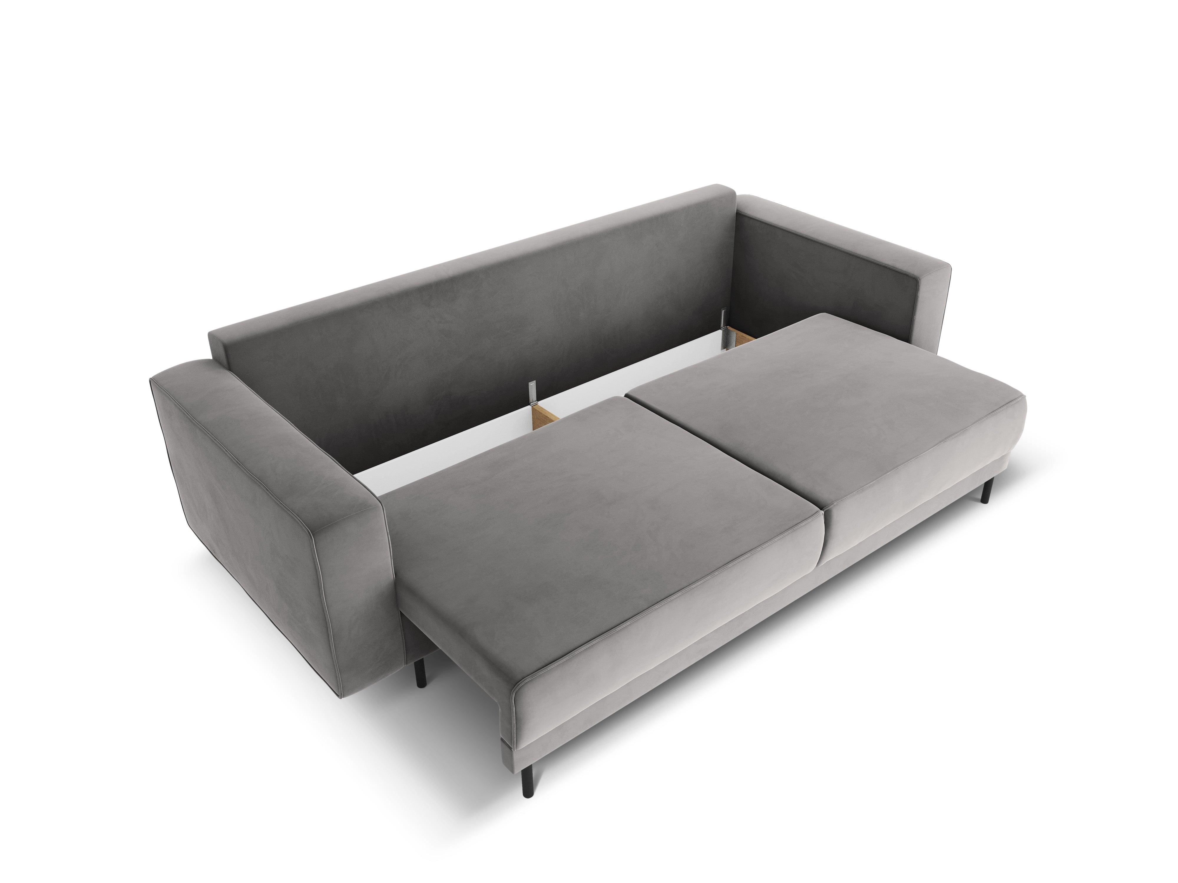 Sofa aksamitna z funkcją spania CARO szary Micadoni    Eye on Design