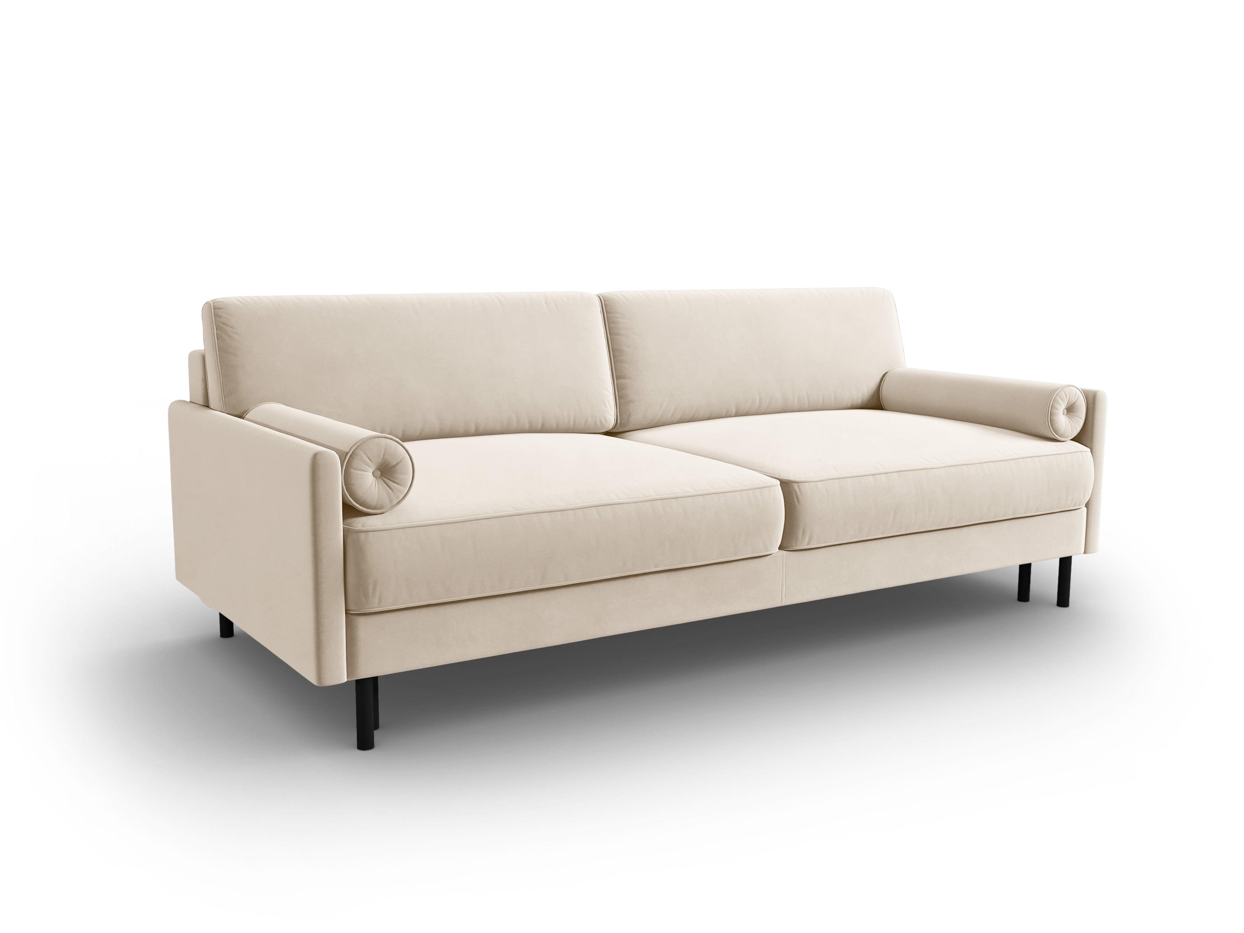 Sofa aksamitna z funkcją spania SCOTT jasnobeżowy Micadoni    Eye on Design