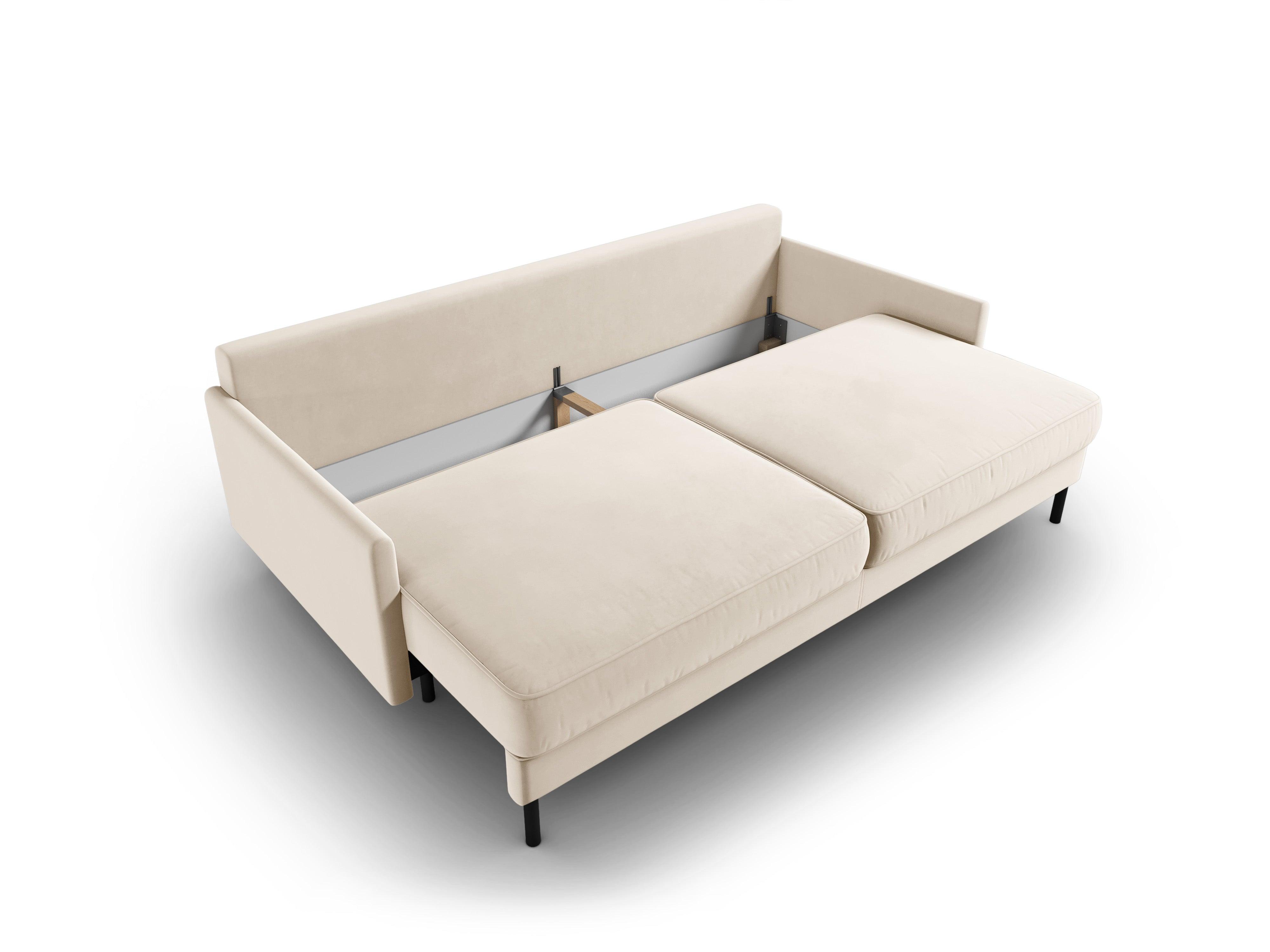 Sofa aksamitna z funkcją spania SCOTT jasnobeżowy Micadoni    Eye on Design
