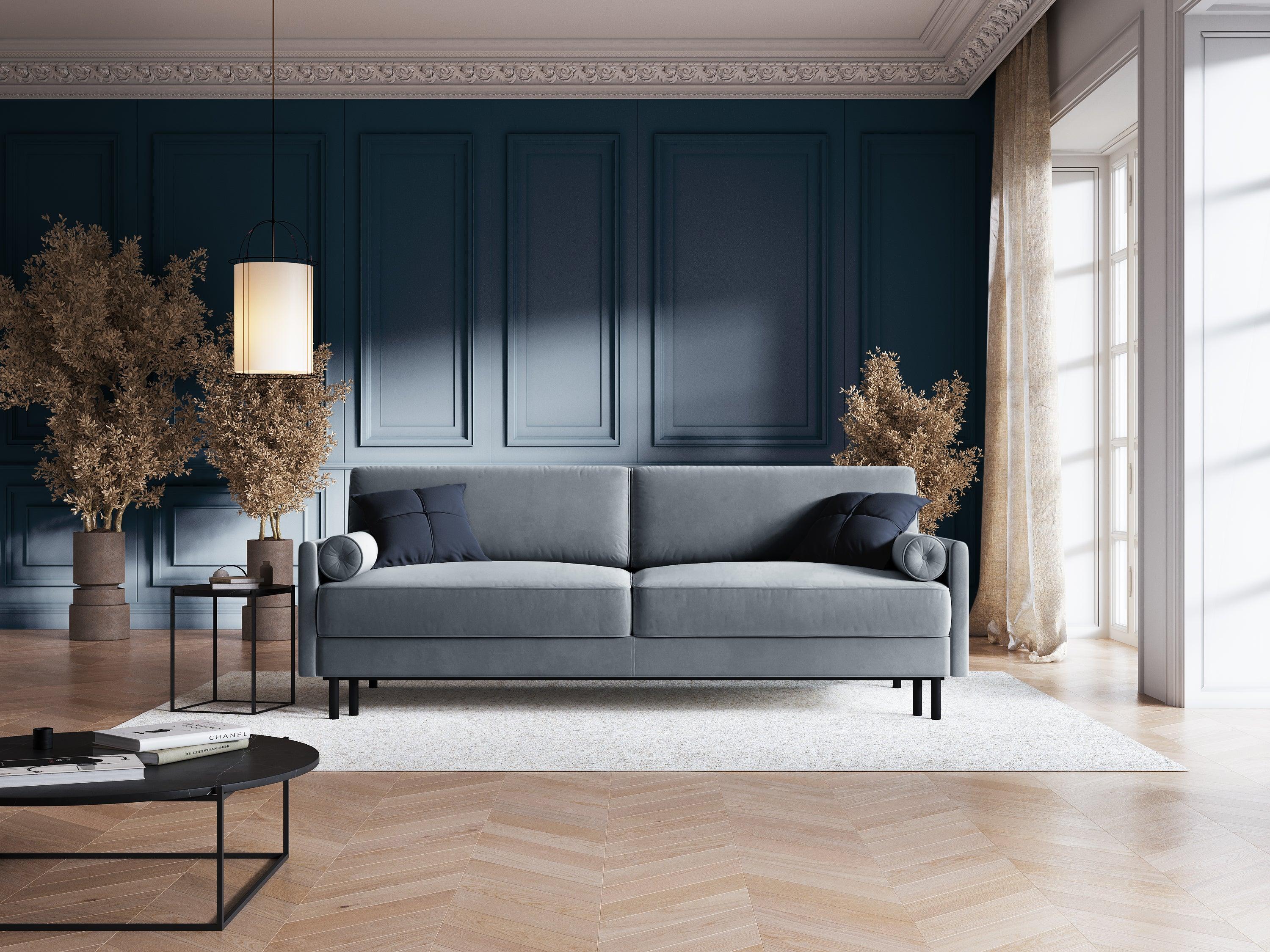Sofa aksamitna z funkcją spania SCOTT jasnoniebieski Micadoni    Eye on Design