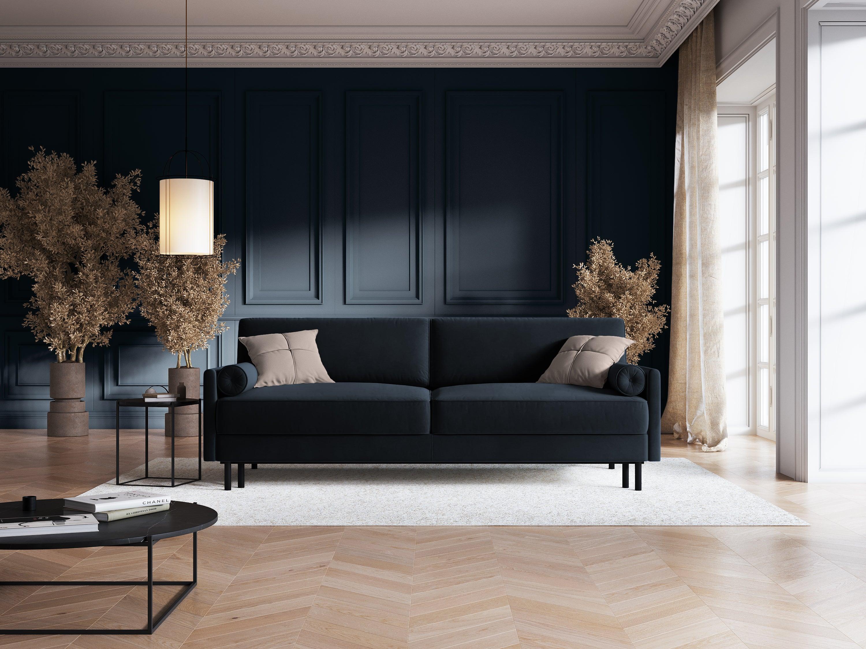Sofa aksamitna z funkcją spania SCOTT ciemnoniebieski Micadoni    Eye on Design