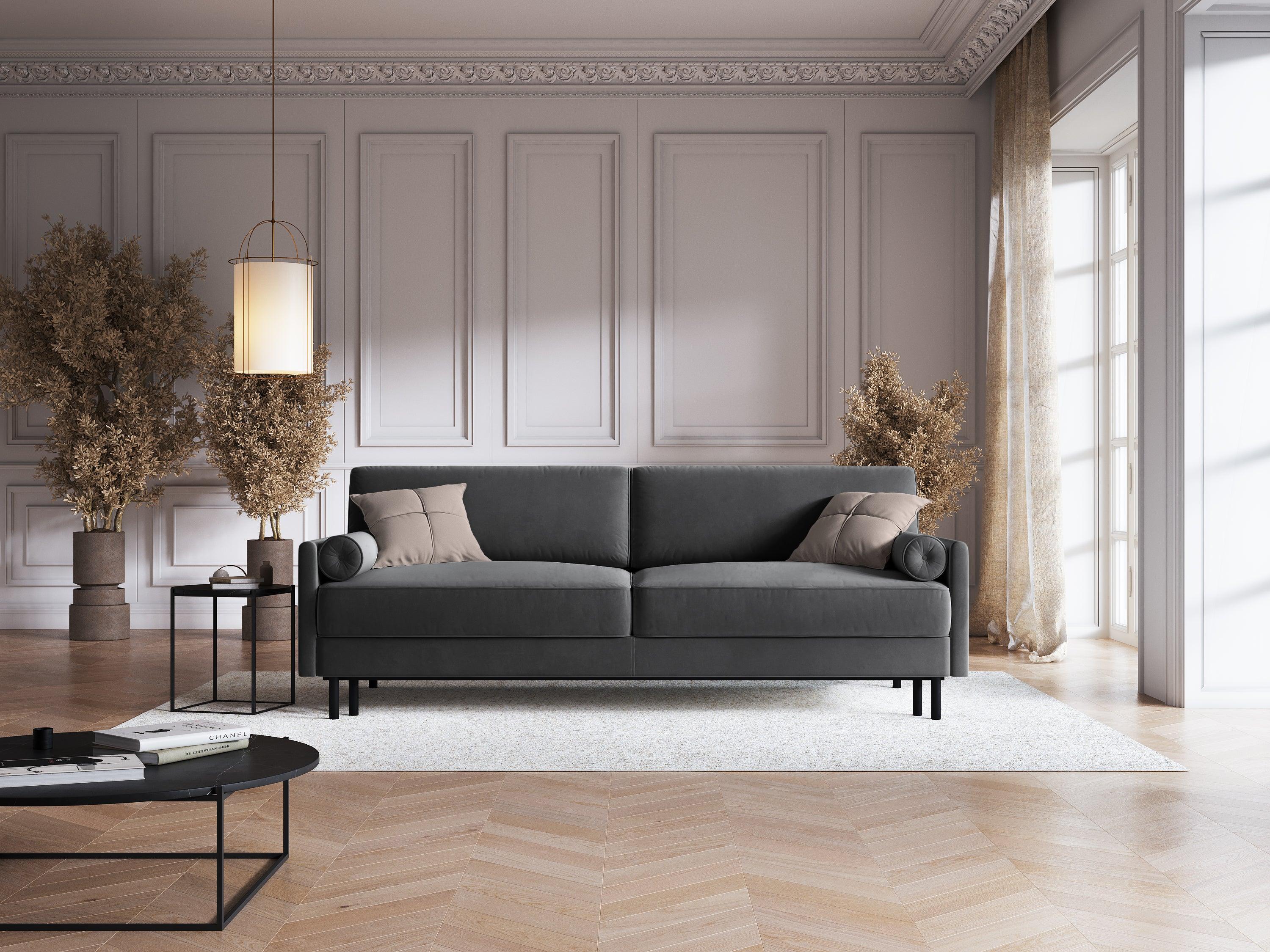 Sofa aksamitna z funkcją spania SCOTT ciemnoszary Micadoni    Eye on Design