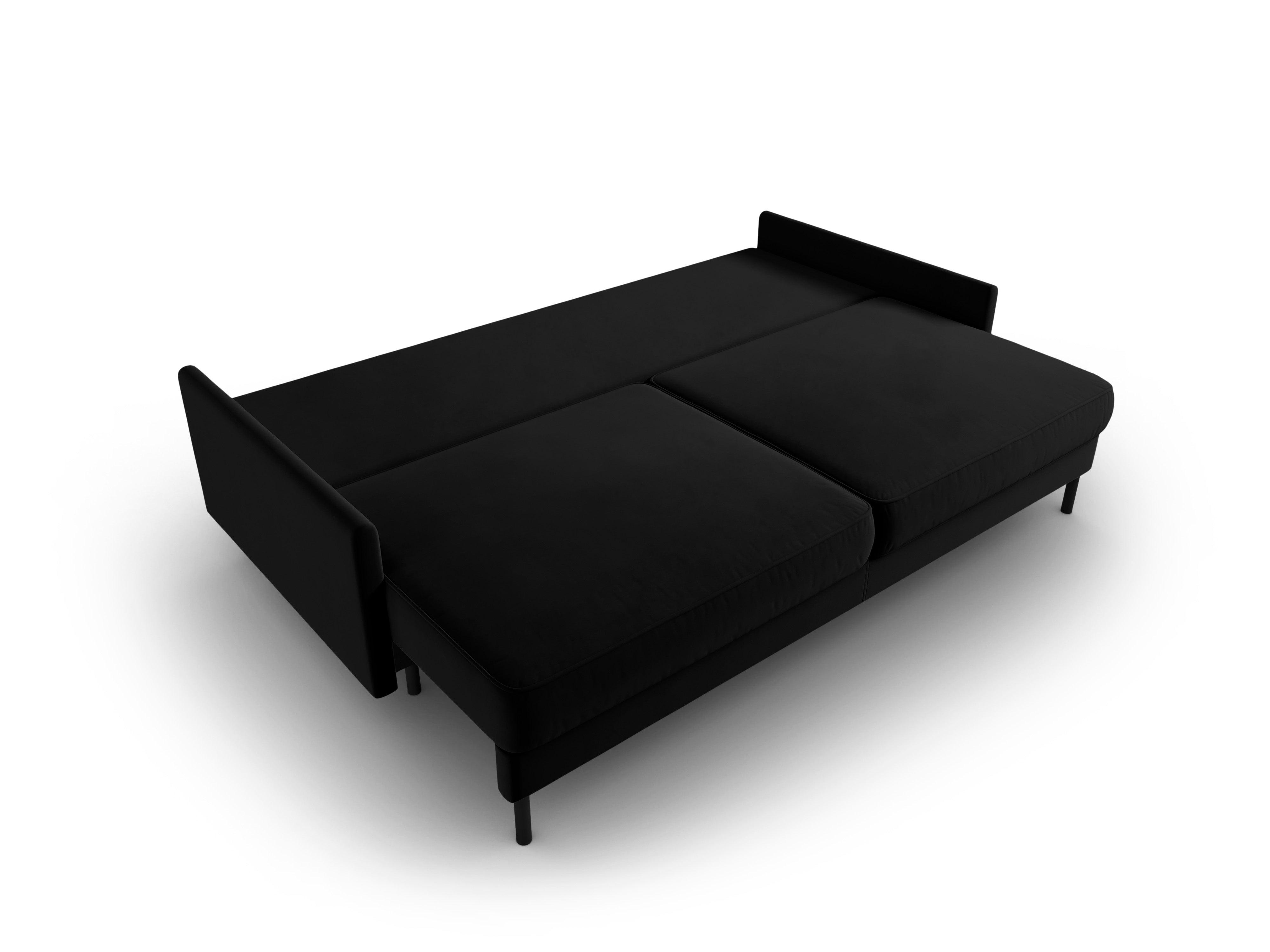 Sofa aksamitna z funkcją spania SCOTT czarny Micadoni    Eye on Design