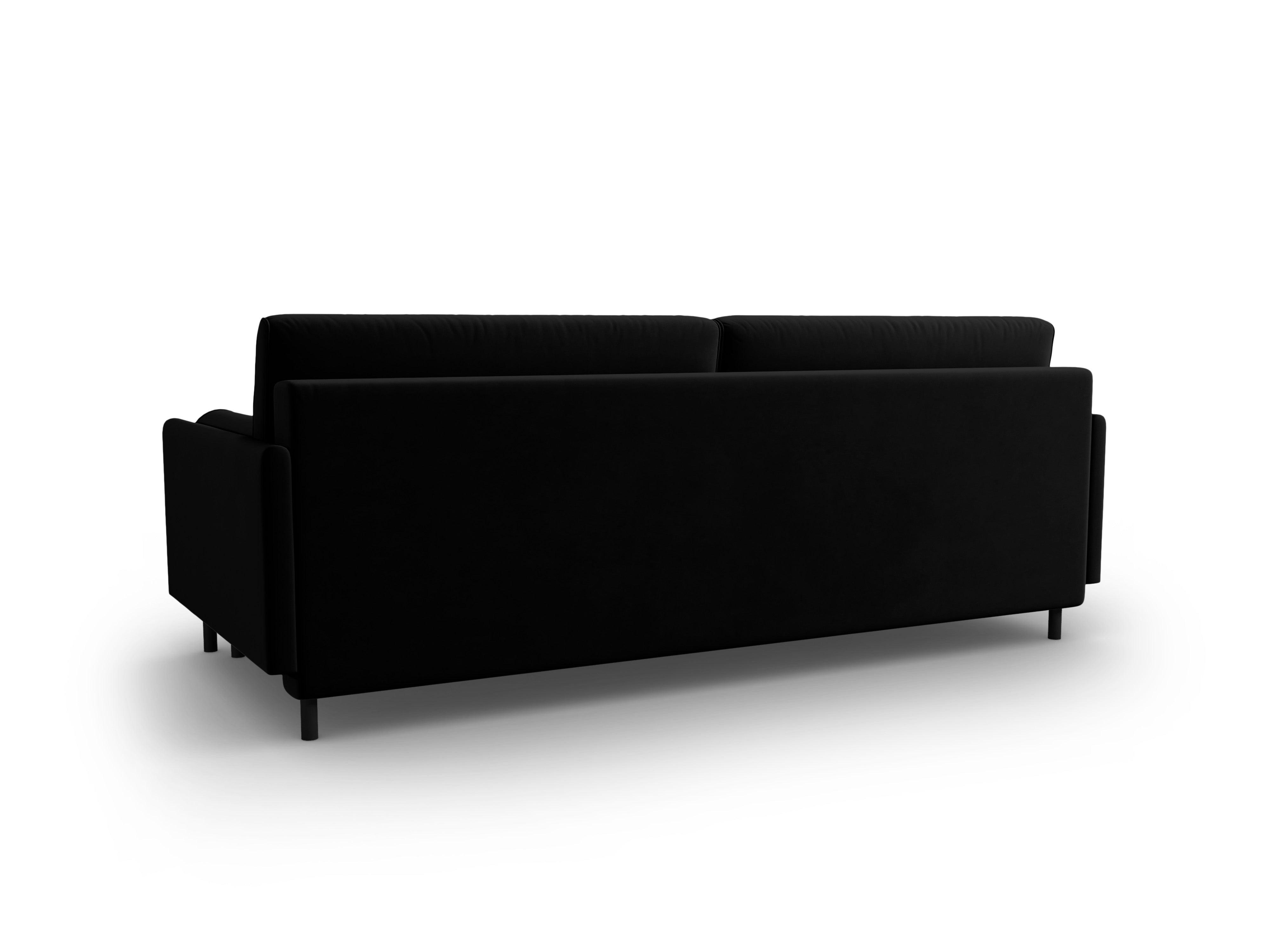 Sofa aksamitna z funkcją spania SCOTT czarny Micadoni    Eye on Design