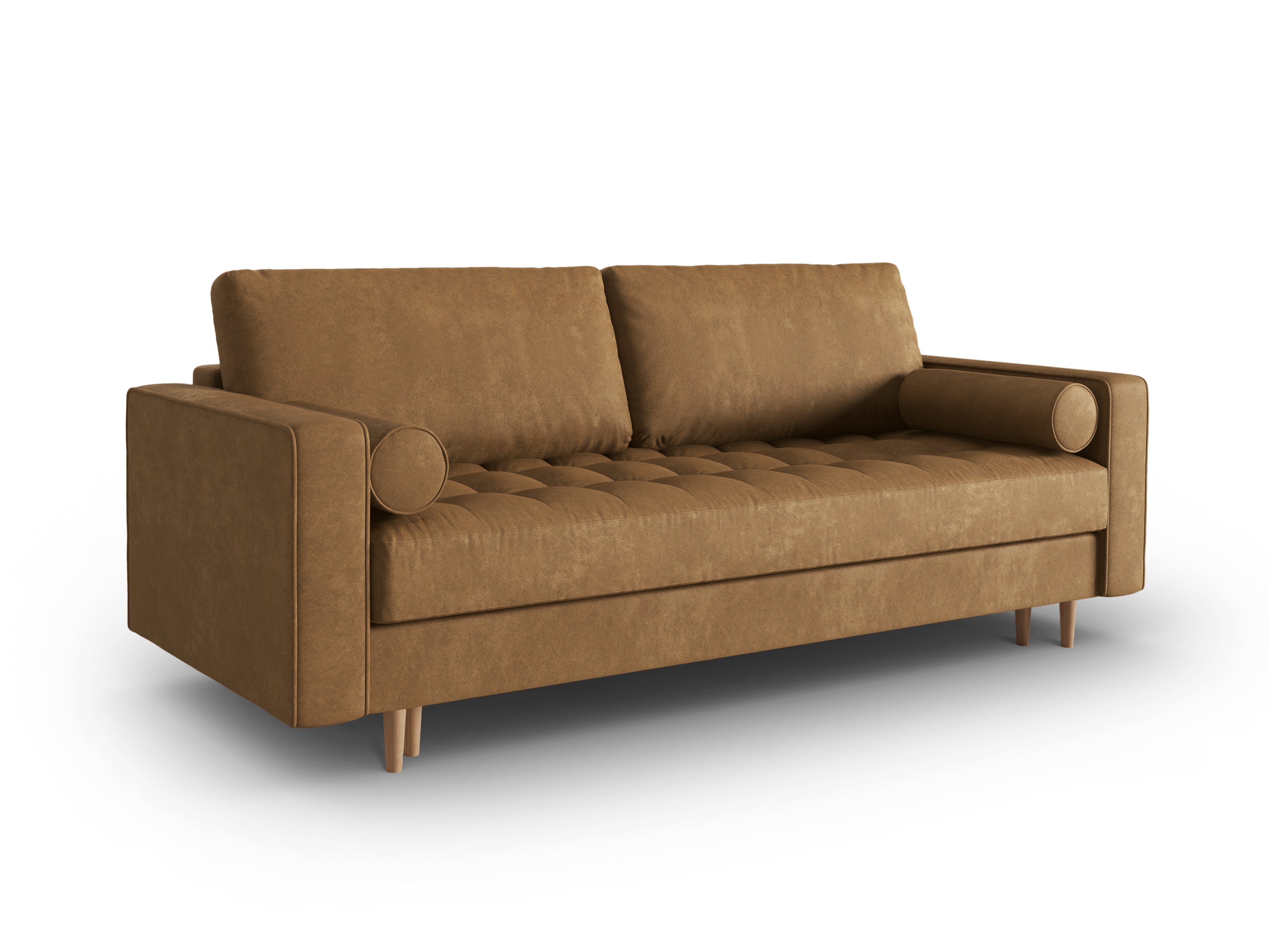 3-seater sofa with sleeping function GOBI eco leather light brown