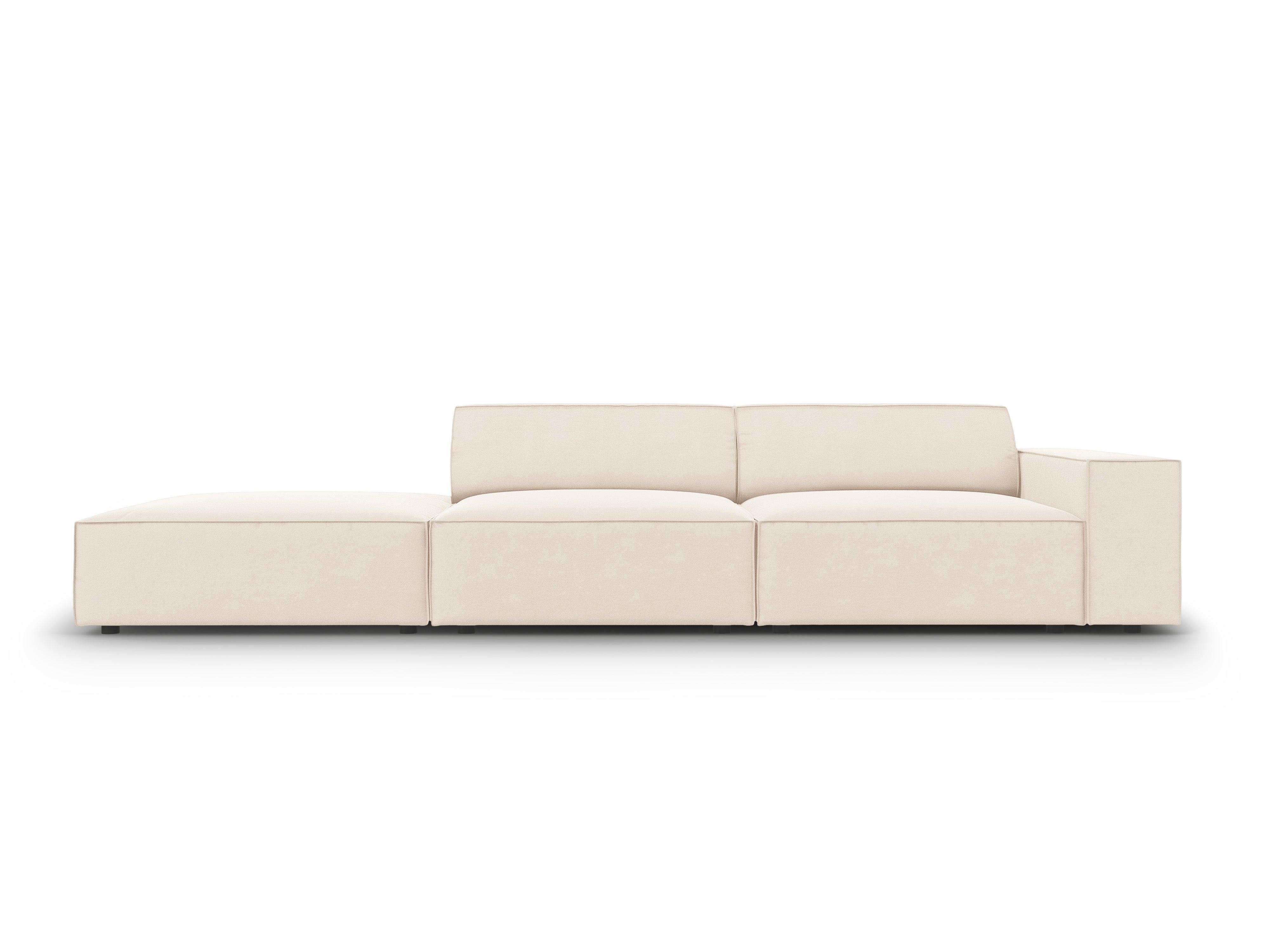 Sofa aksamitna lewostronna 3-osobowa JODIE jasnobeżowy Micadoni    Eye on Design