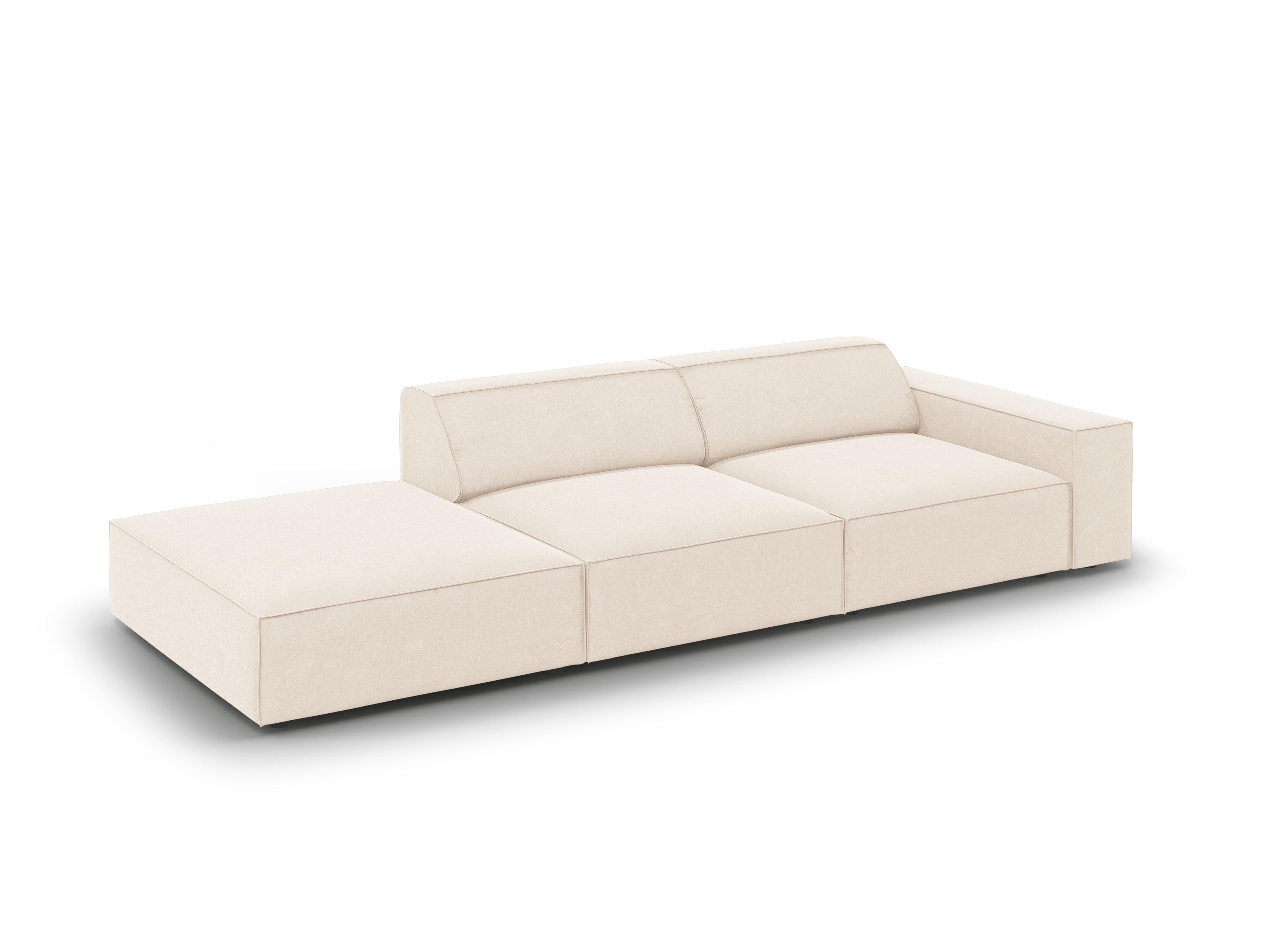 Sofa aksamitna lewostronna 3-osobowa JODIE jasnobeżowy Micadoni    Eye on Design
