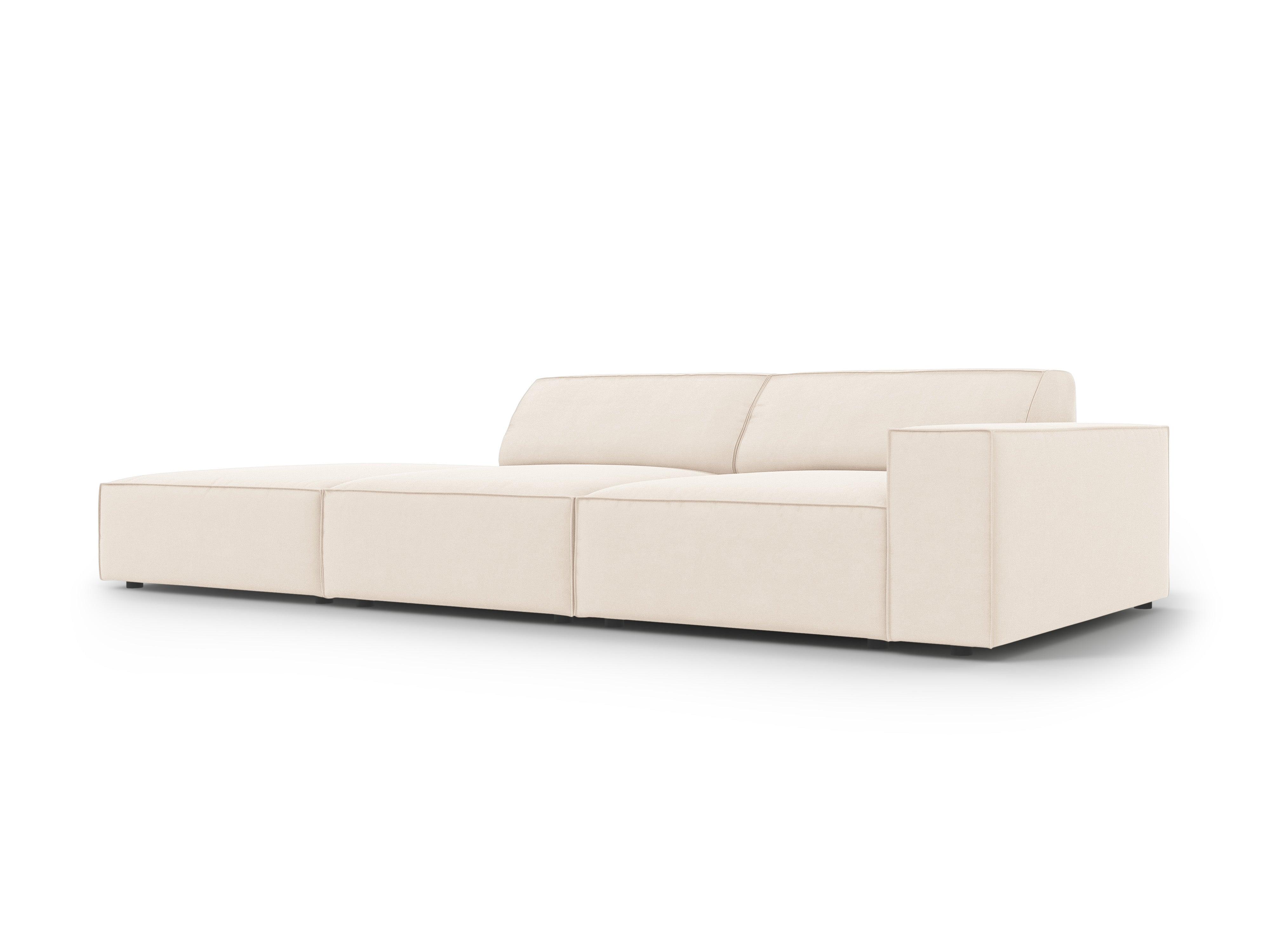 Sofa aksamitna lewostronna 3-osobowa JODIE jasnobeżowy Micadoni    Eye on Design