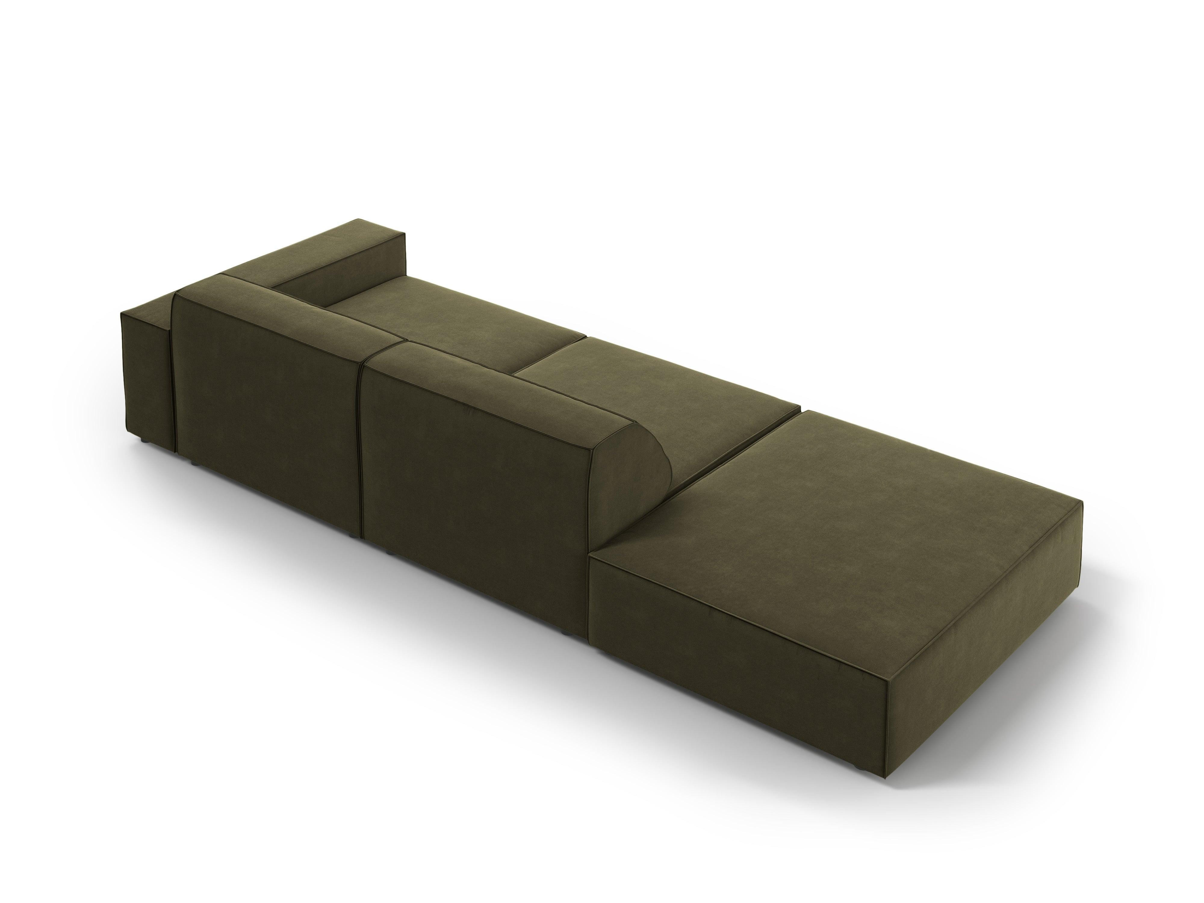 Sofa aksamitna lewostronna 3-osobowa JODIE zielony Micadoni    Eye on Design