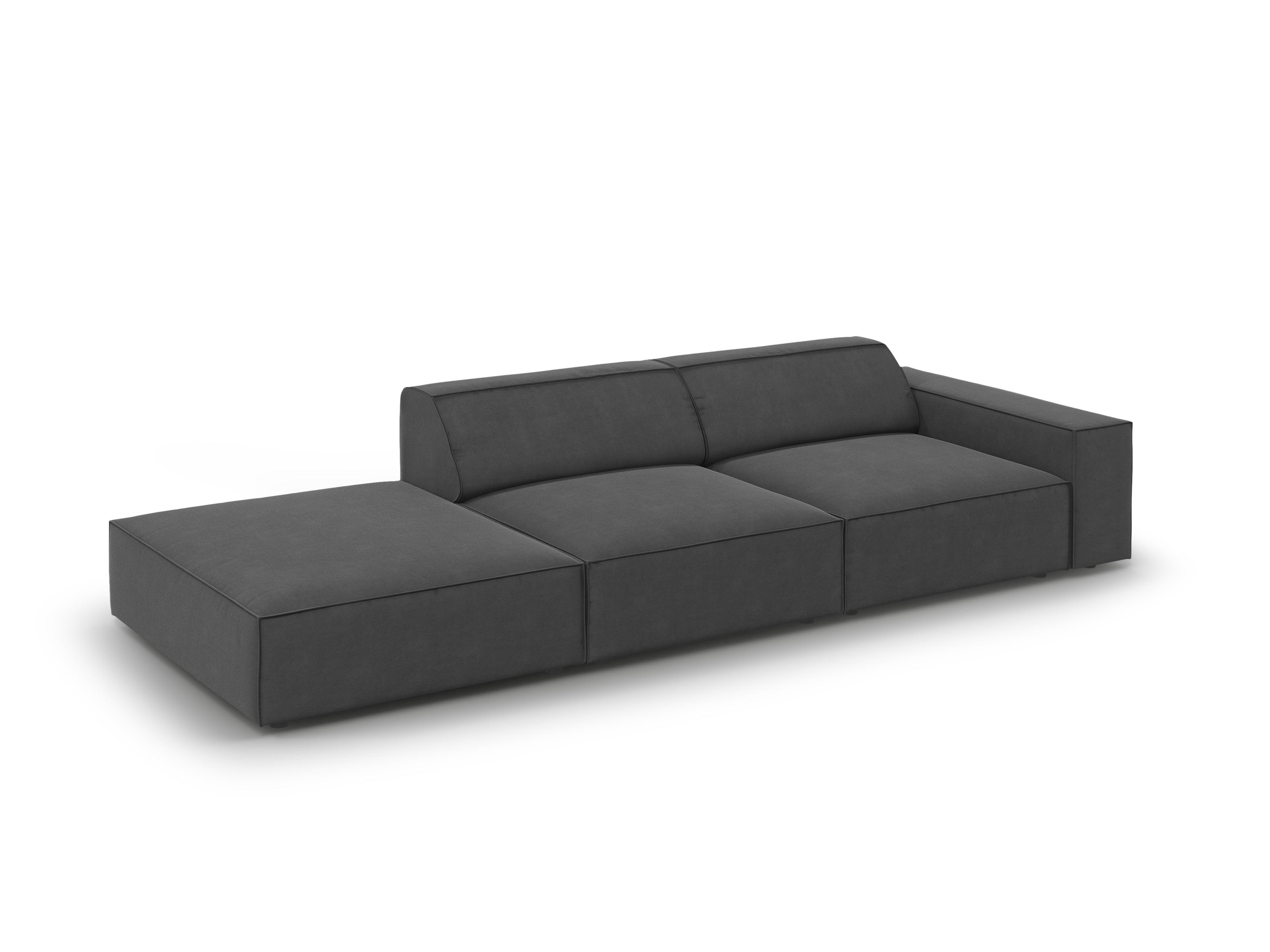 Sofa aksamitna lewostronna 3-osobowa JODIE ciemnoszary Micadoni    Eye on Design