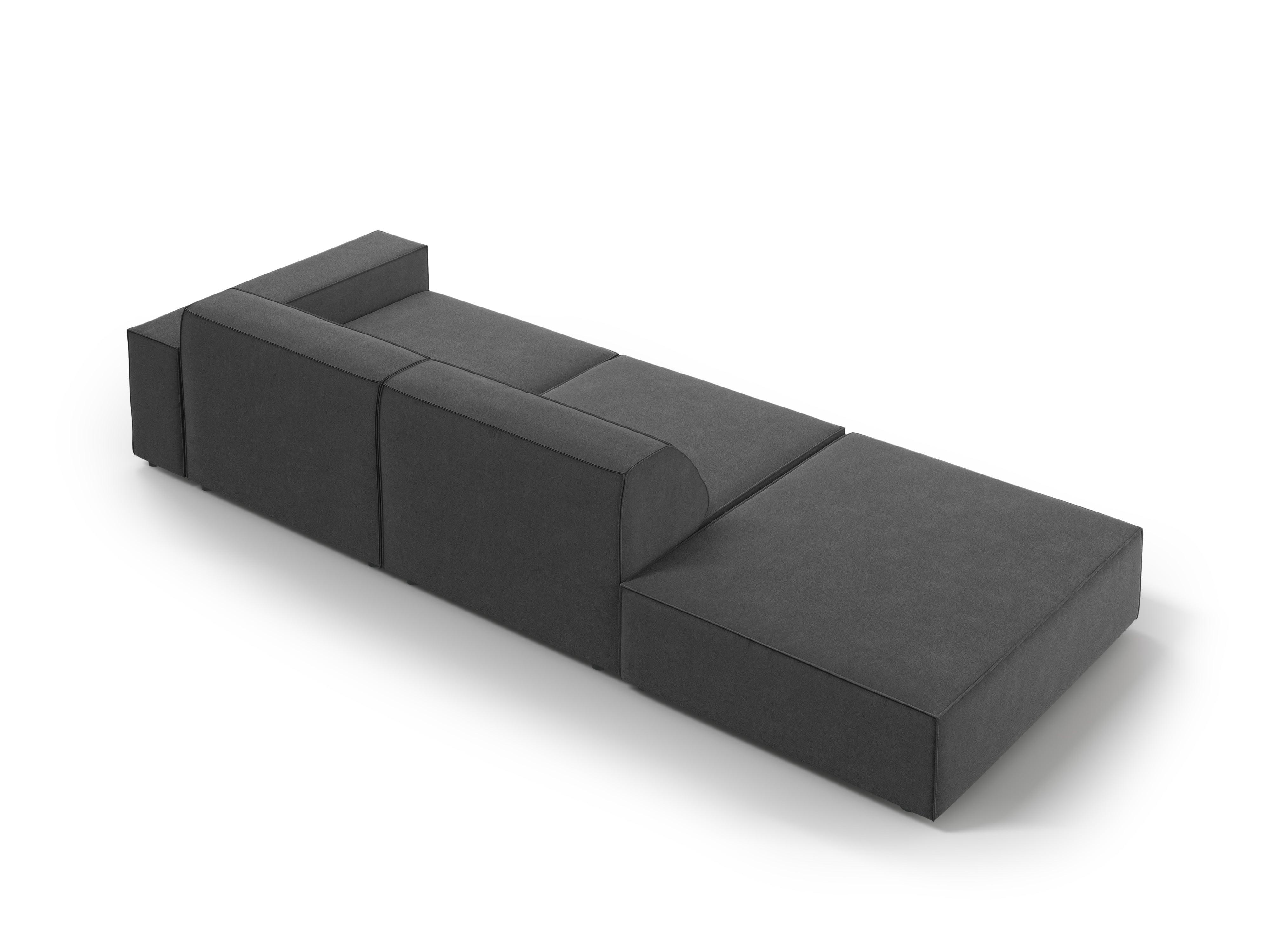 Sofa aksamitna lewostronna 3-osobowa JODIE ciemnoszary Micadoni    Eye on Design