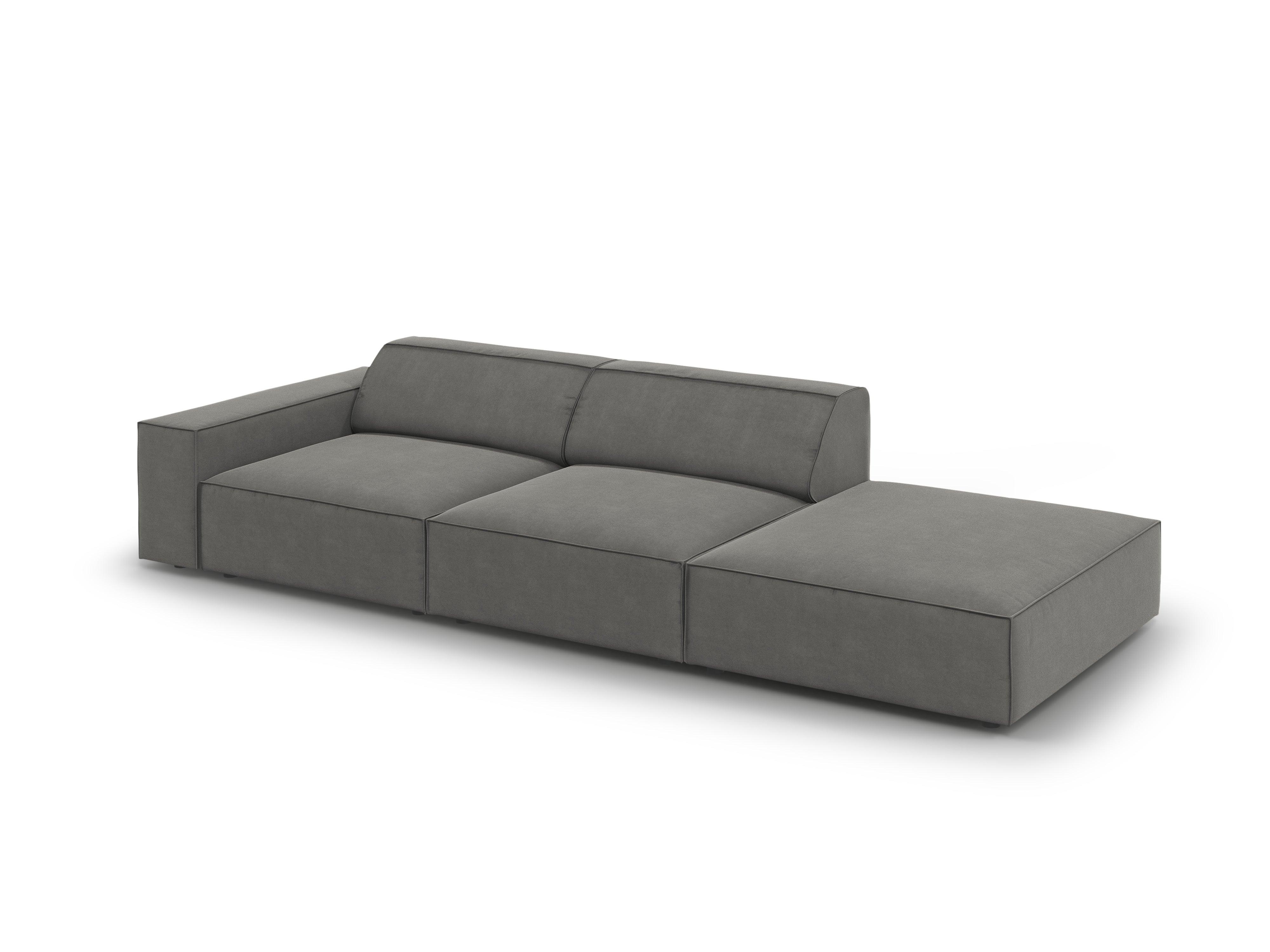 Sofa aksamitna prawostronna 3-osobowa JODIE jasnoszary Micadoni    Eye on Design
